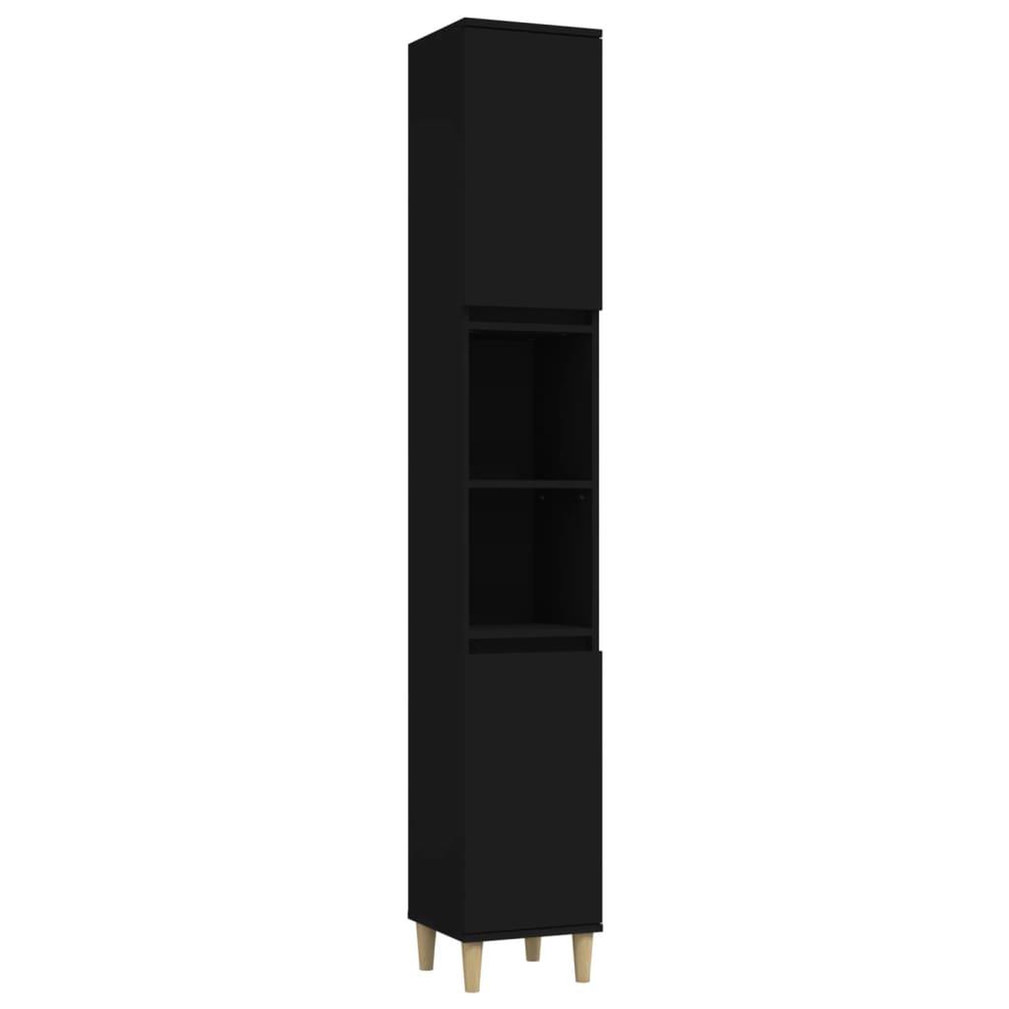 Voir la diapositive 2 : VIDAXL Armoire de salle de bain noir 30x30x190 cm bois d'ingenierie
