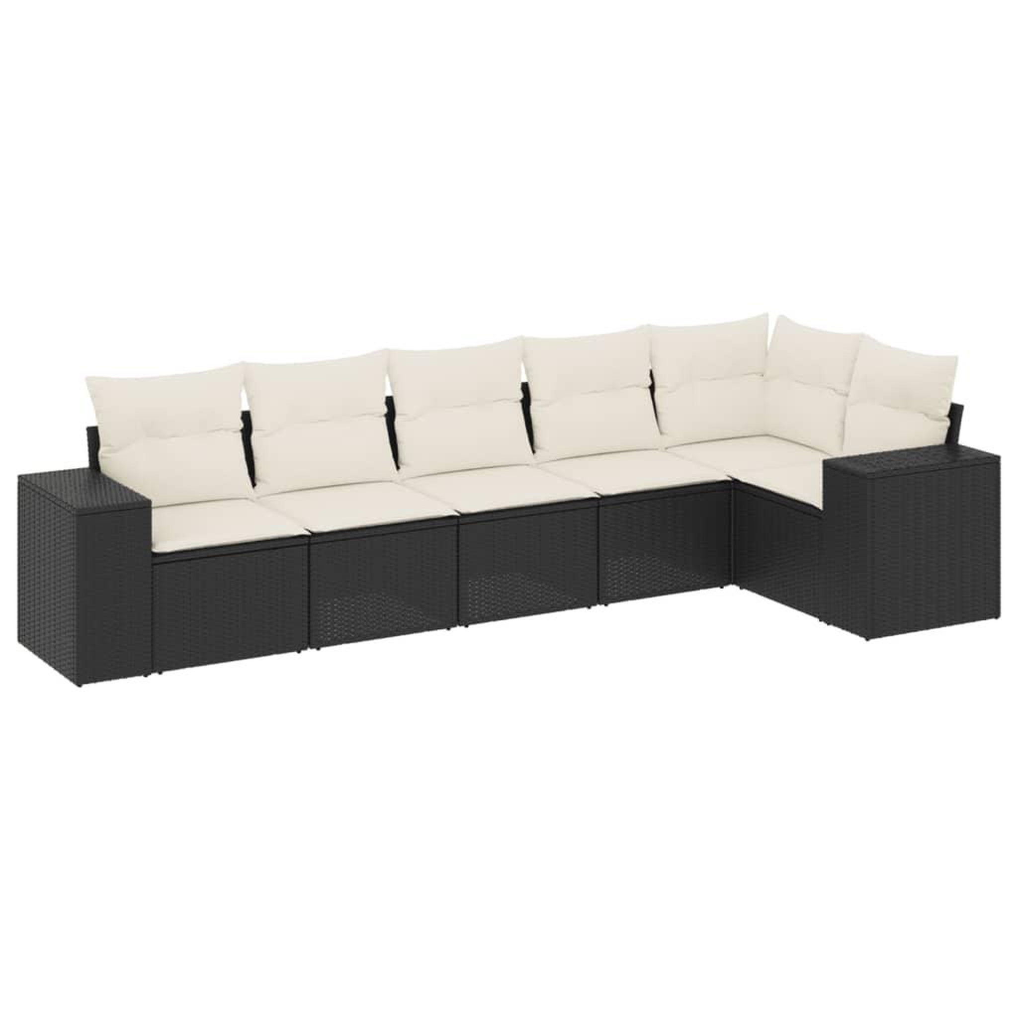 Voir la diapositive 2 : VIDAXL Salon de jardin 6 pcs avec coussins noir resine tressee