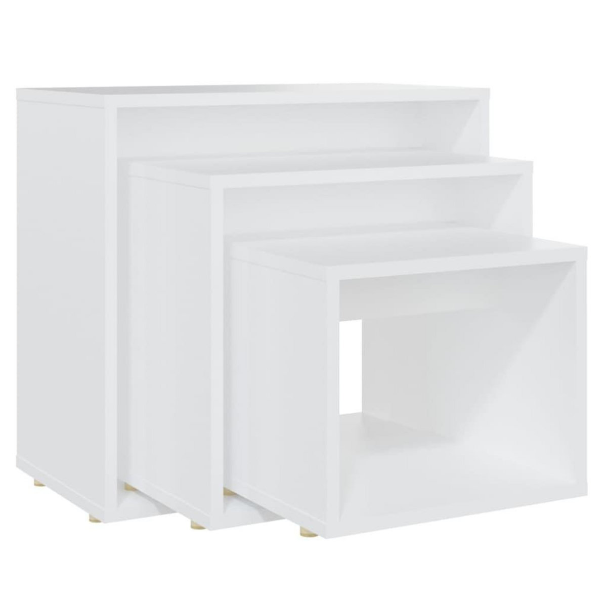 VIDAXL Tables gigognes 3 pcs Blanc Agglomere