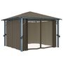 Voir la diapositive 4 : VIDAXL Tonnelle avec rideau et lumieres LED 3x3 m Taupe Aluminium
