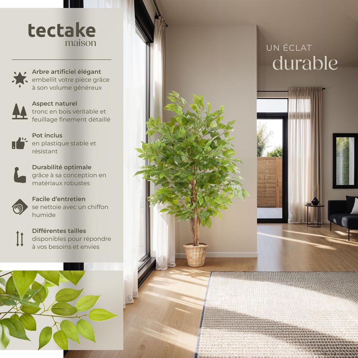 tectake Ficus artificiel design très réaliste vert