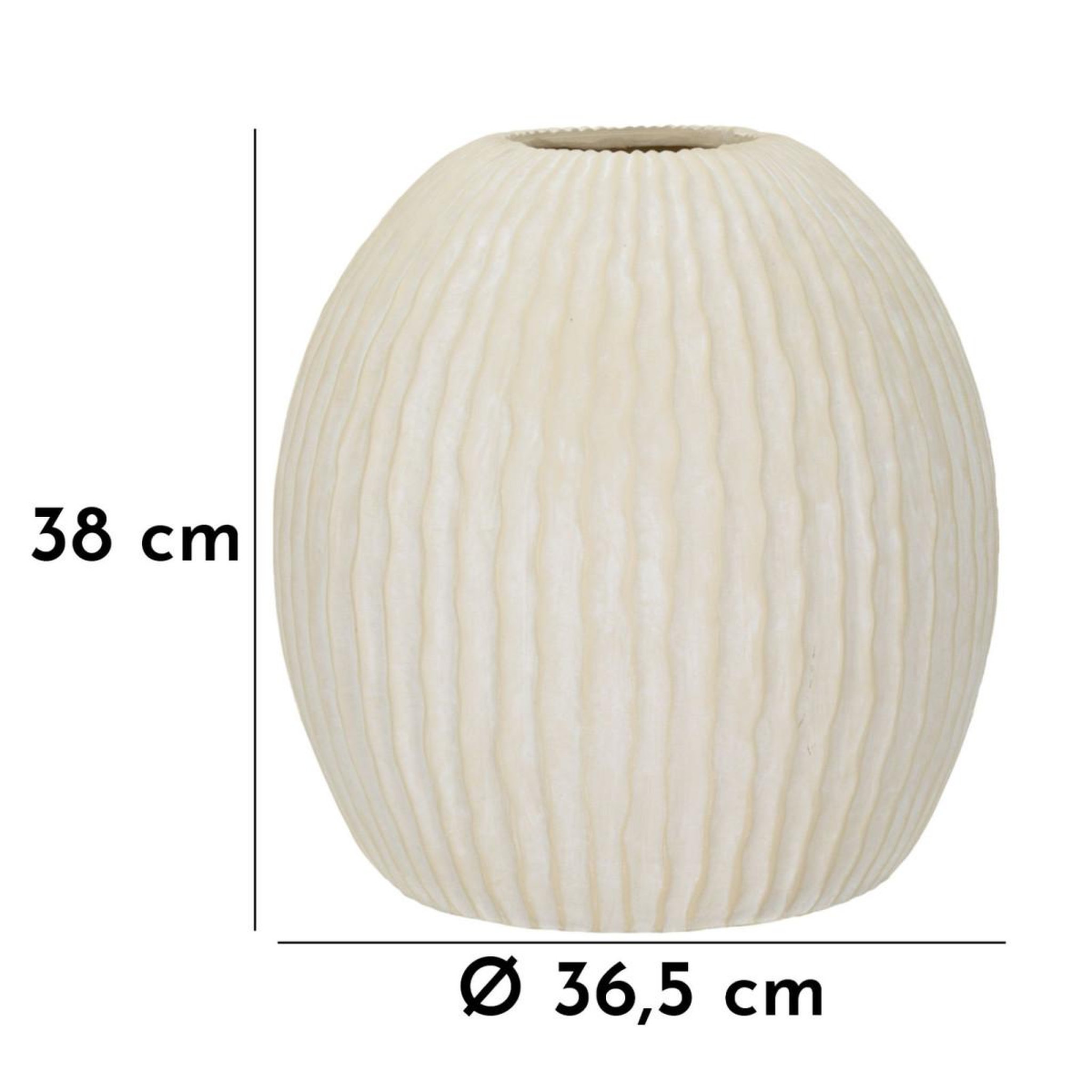 Voir la diapositive 5 : Paris Prix Vase design rainuré  icicle  38cm crème
