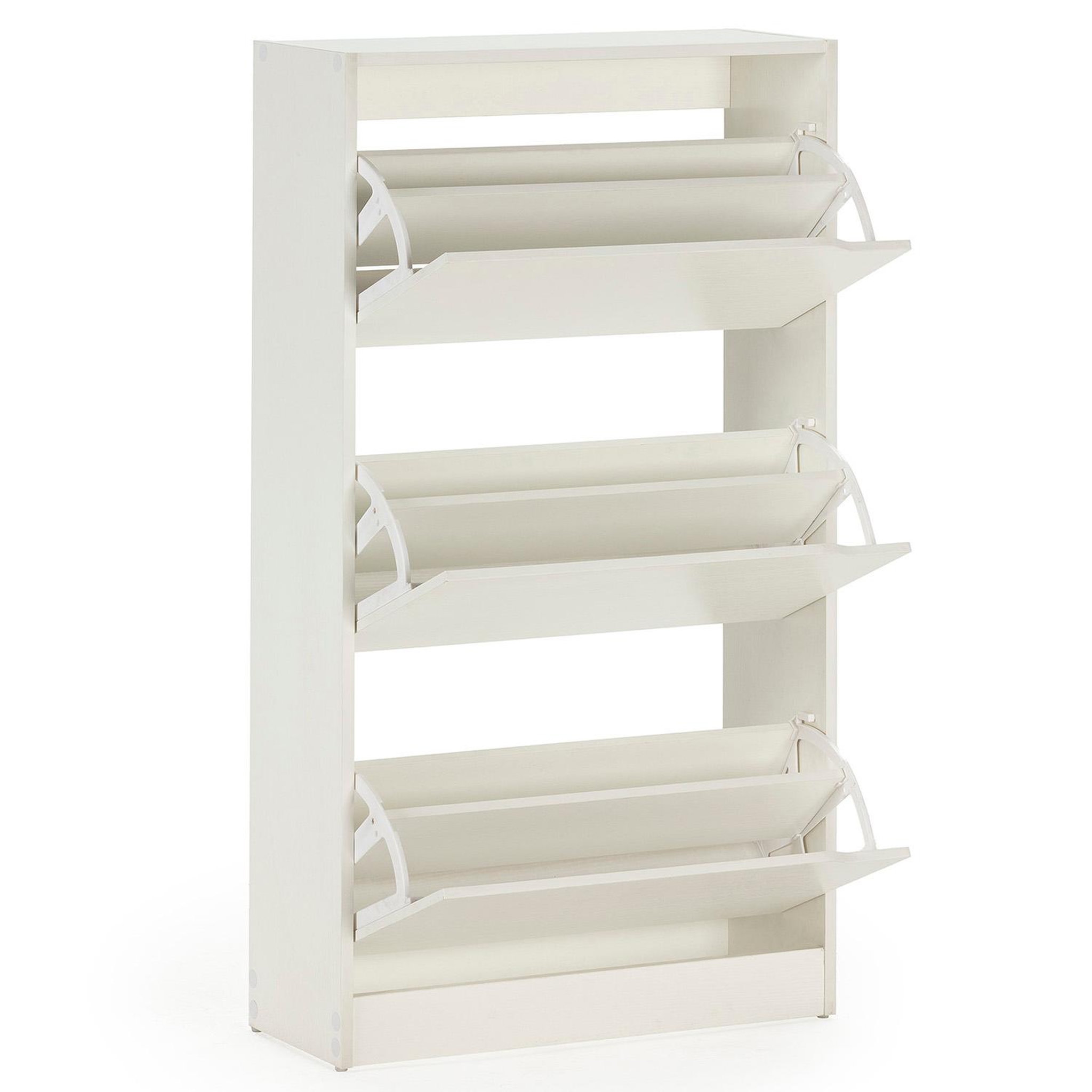 Voir la diapositive 3 : VS VENTA-STOCK Meuble à chaussures Angel, 3 portes, couleur blanche, pour 18 paires