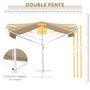 Voir la diapositive 6 : OUTSUNNY Store double pente manuel rétractable inclinaison réglable acier époxy blanc polyester imperméabilisé anti-UV beige dim. 3L x 2,95l x 2,6H m