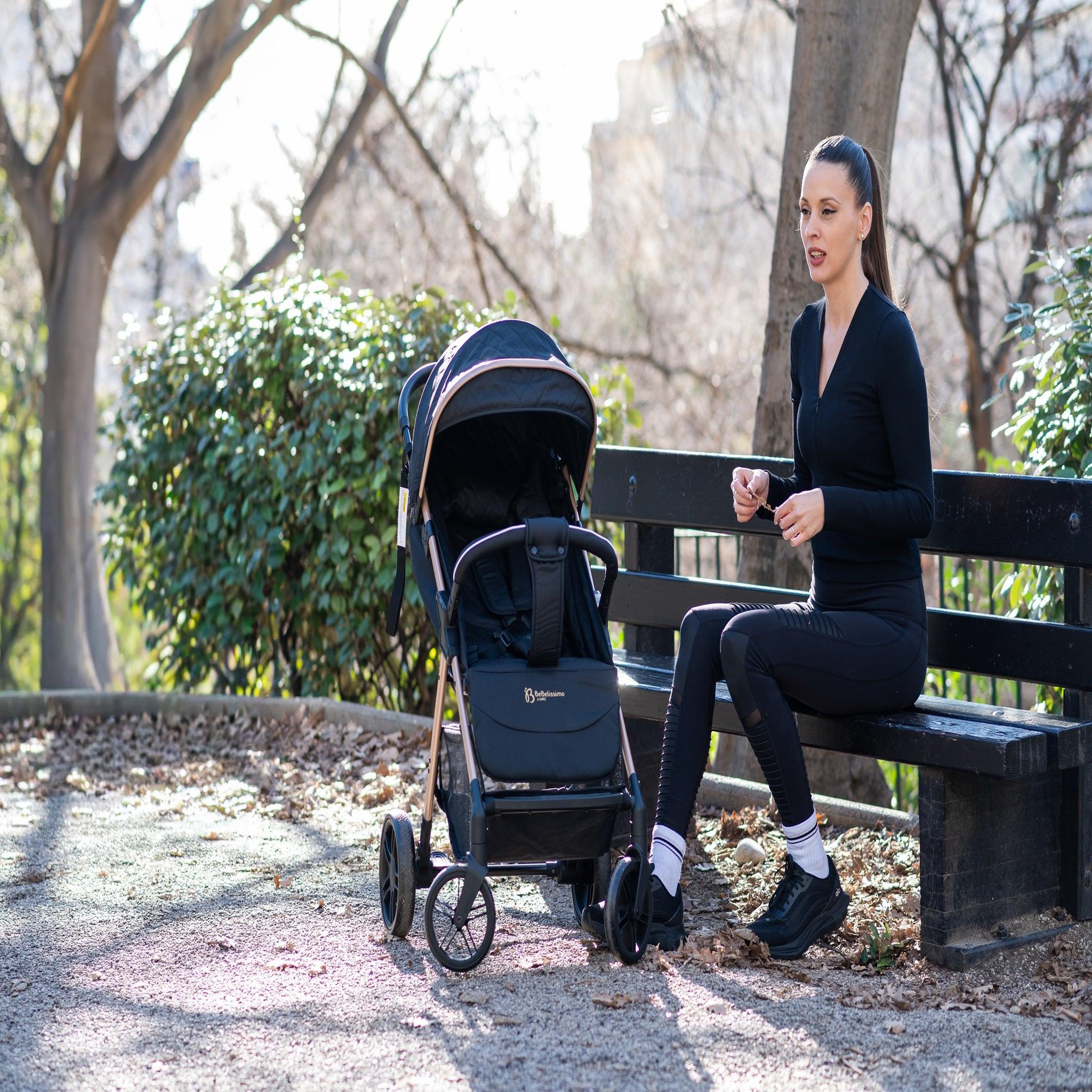 Voir la diapositive 6 : BEBELISSIMO Poussette Bébé Canne Ultra Compacte – Légère – Pliage à Une Main – Noix - noir