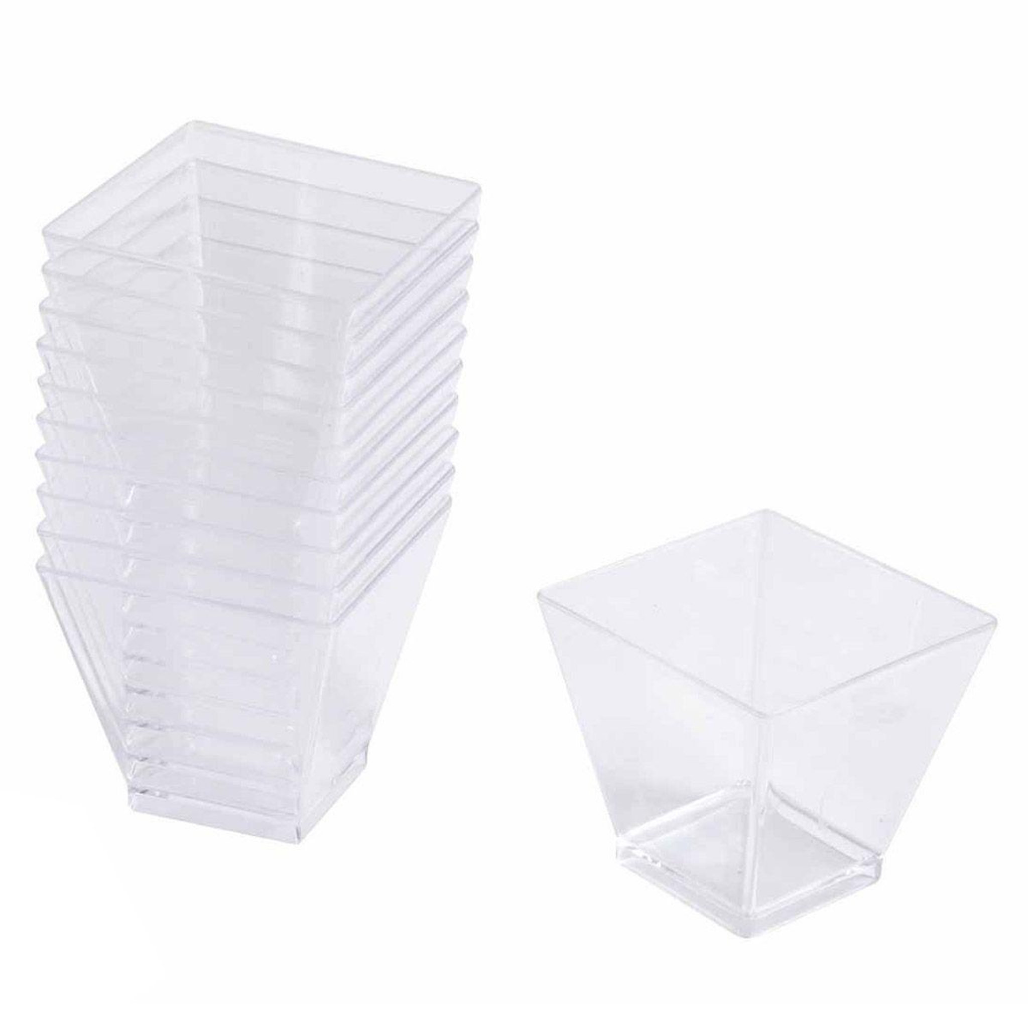 HOMEA Lot de 25 verrines carrées en plastique réutilisable  mini apéritif  6cl or