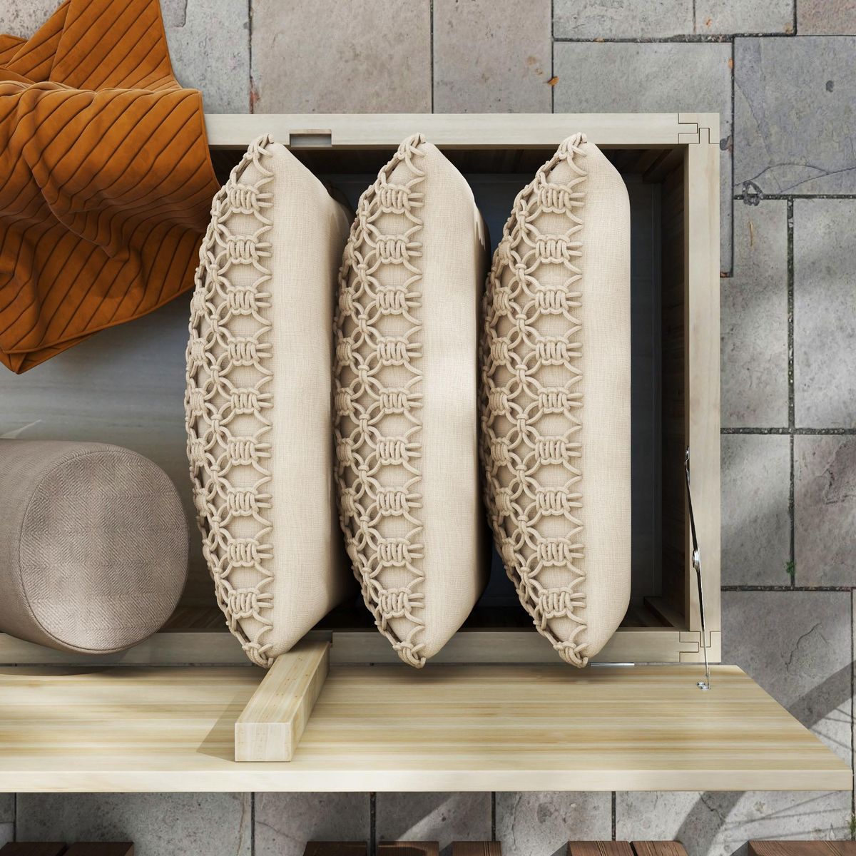 OUTSUNNY Coffre de rangement extérieur 172L avec vérins - dim. 120L x 55l x 45H cm - bois de sapin