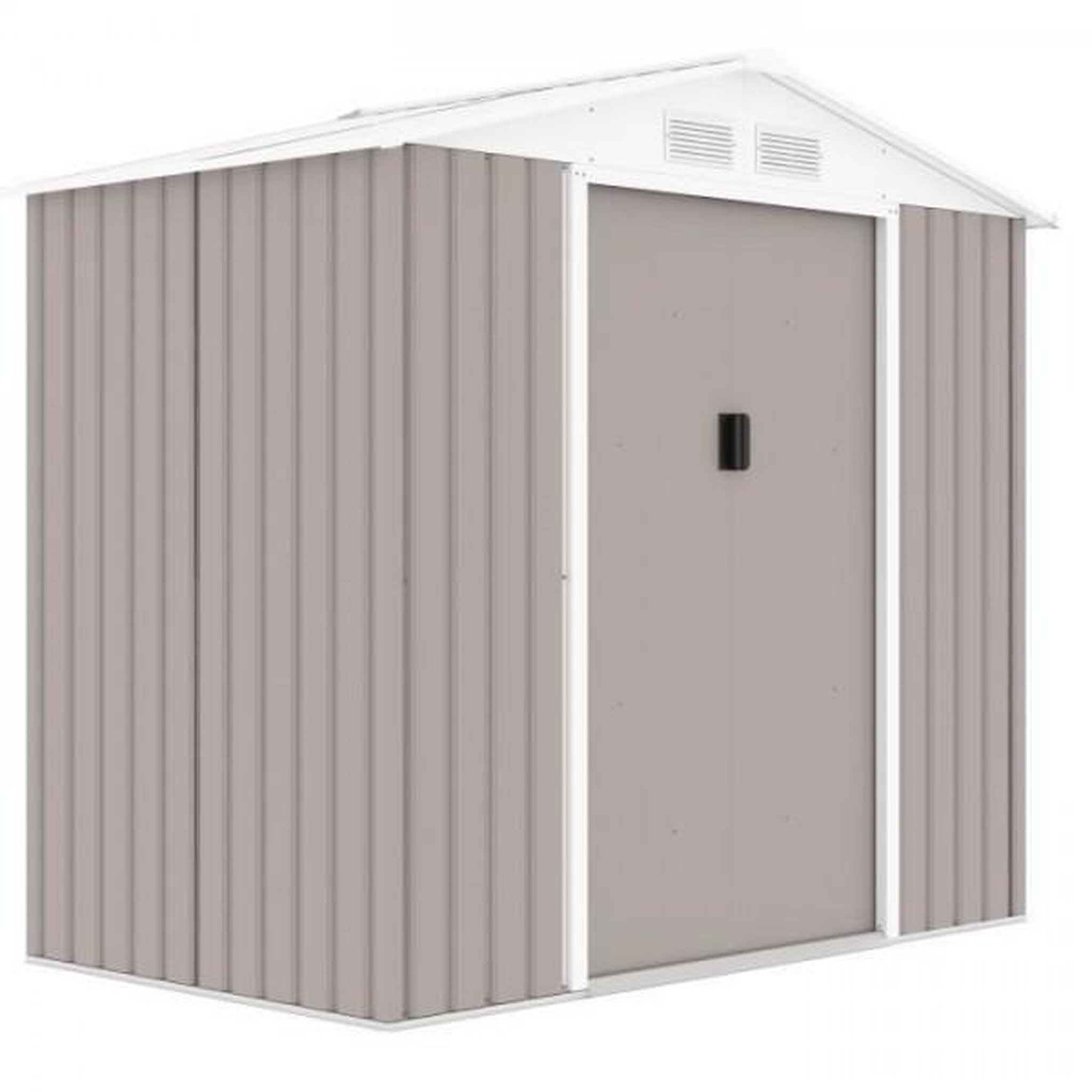 MARKET24 PLUTON Abri de jardin en métal 2,71 m² - 213 x 127 x 195 cm - Kit d'ancrage inclus, 2 portes coulissantes - Taupe