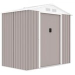 MARKET24 PLUTON Abri de jardin en métal 2,71 m² - 213 x 127 x 195 cm - Kit d'ancrage inclus, 2 portes coulissantes - Taupe