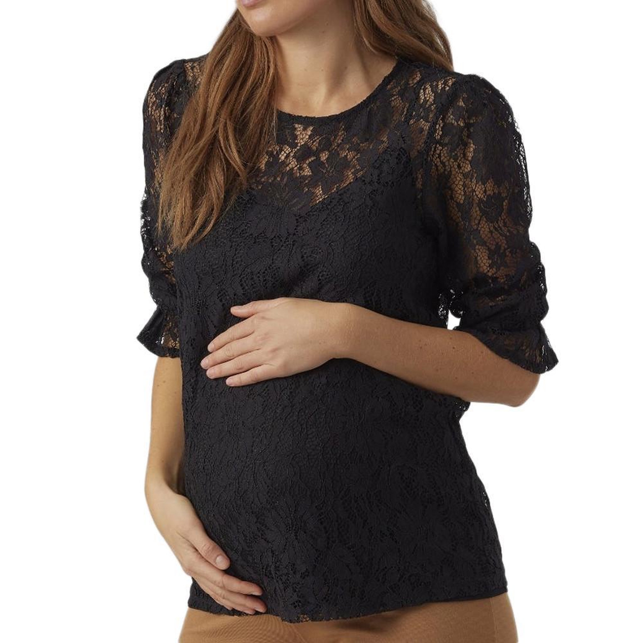 VERO MODA MATERNITY T-Shirt Noir Femme Vero Moda Maternity Lace Top. Coloris disponibles : Noir