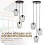 Voir la diapositive 3 : HOMCOM Lustre suspension style industriel 3 lampes 40 W 230 V hauteur réglable dim. 38L x 38l x 145H cm métal filaire noir