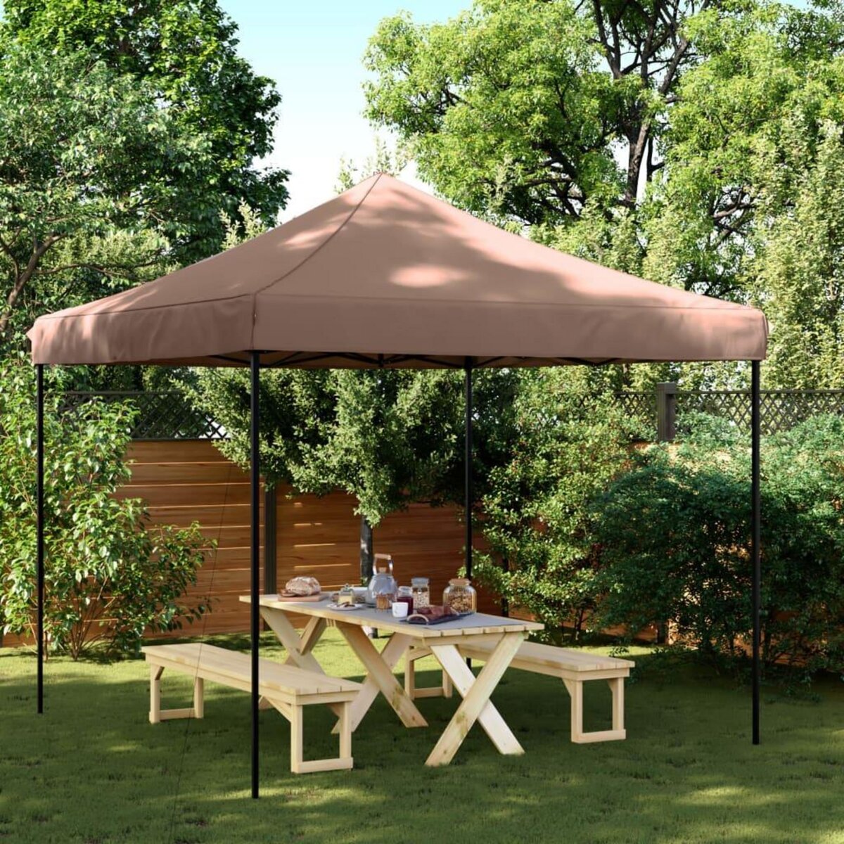 VIDAXL Tente de reception pliable escamotable marron 292x292x315 cm