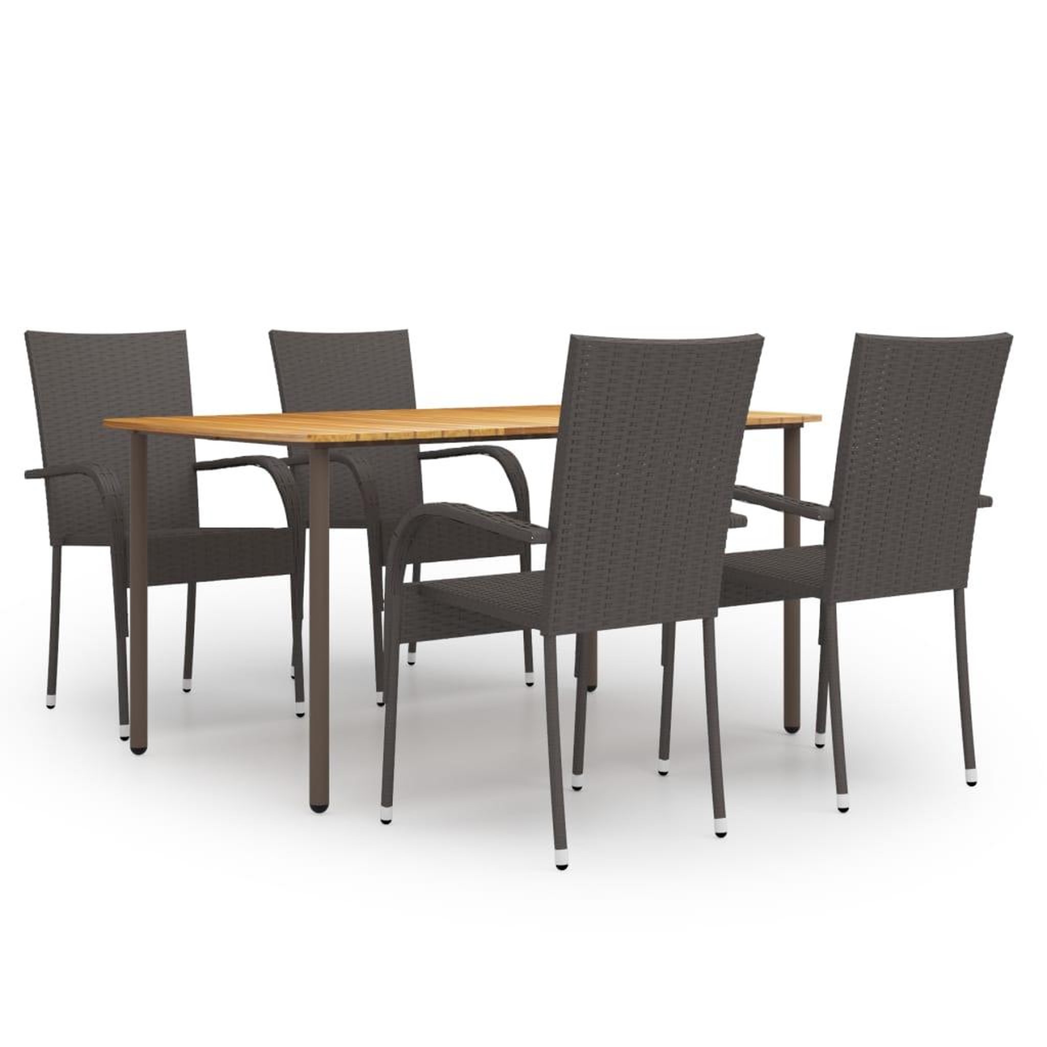 Voir la diapositive 1 : VIDAXL Ensemble a manger de jardin 5 pcs Resine tressee Marron