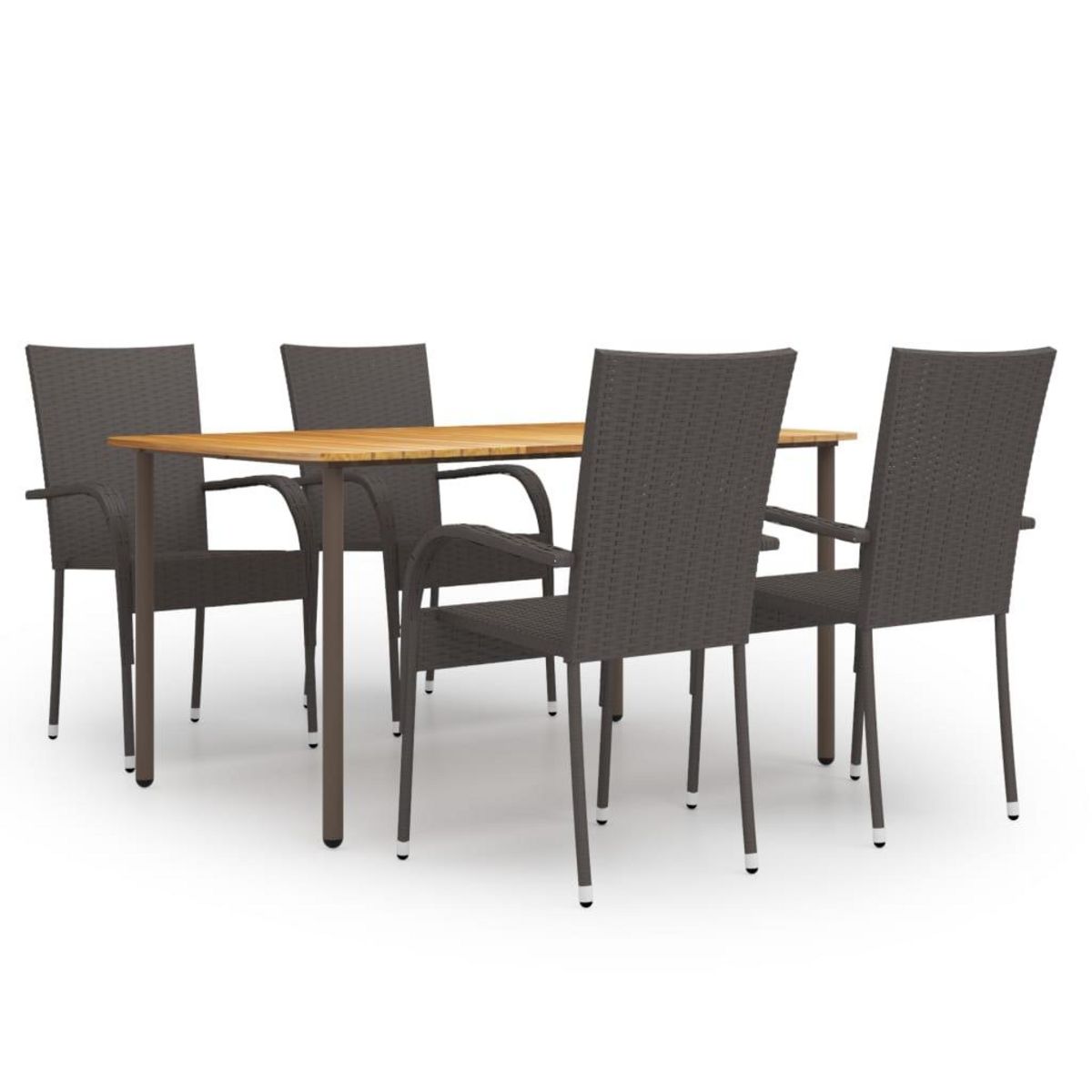 VIDAXL Ensemble a manger de jardin 5 pcs Resine tressee Marron