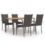 Voir la diapositive 1 : VIDAXL Ensemble a manger de jardin 5 pcs Resine tressee Marron