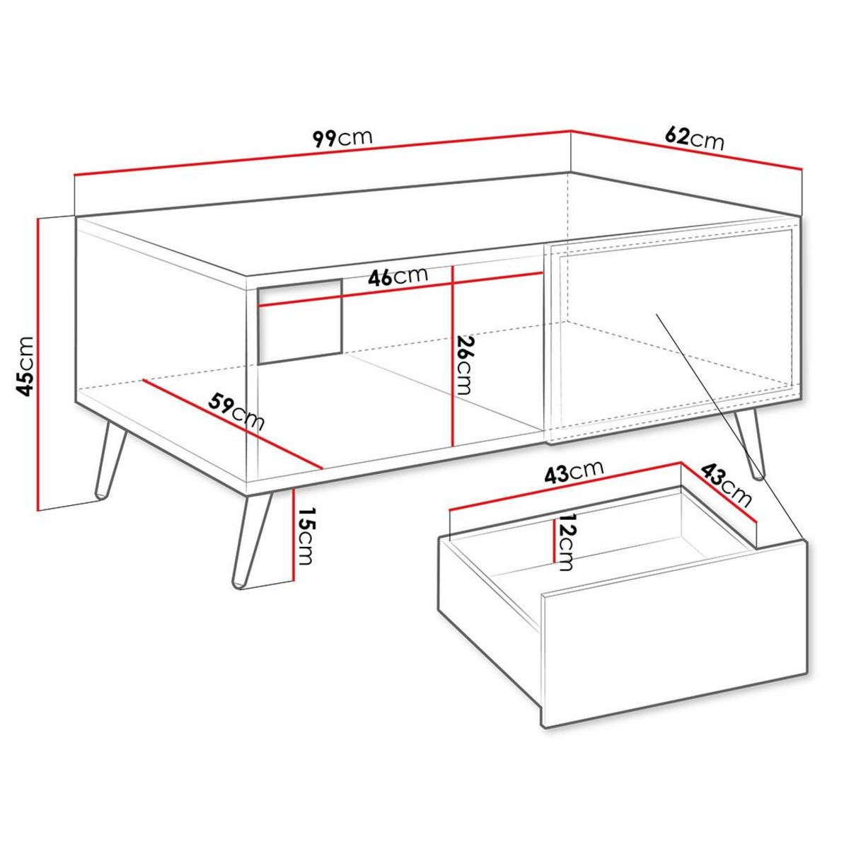 BEST MOBILIER Sorolla - table basse - 100 cm