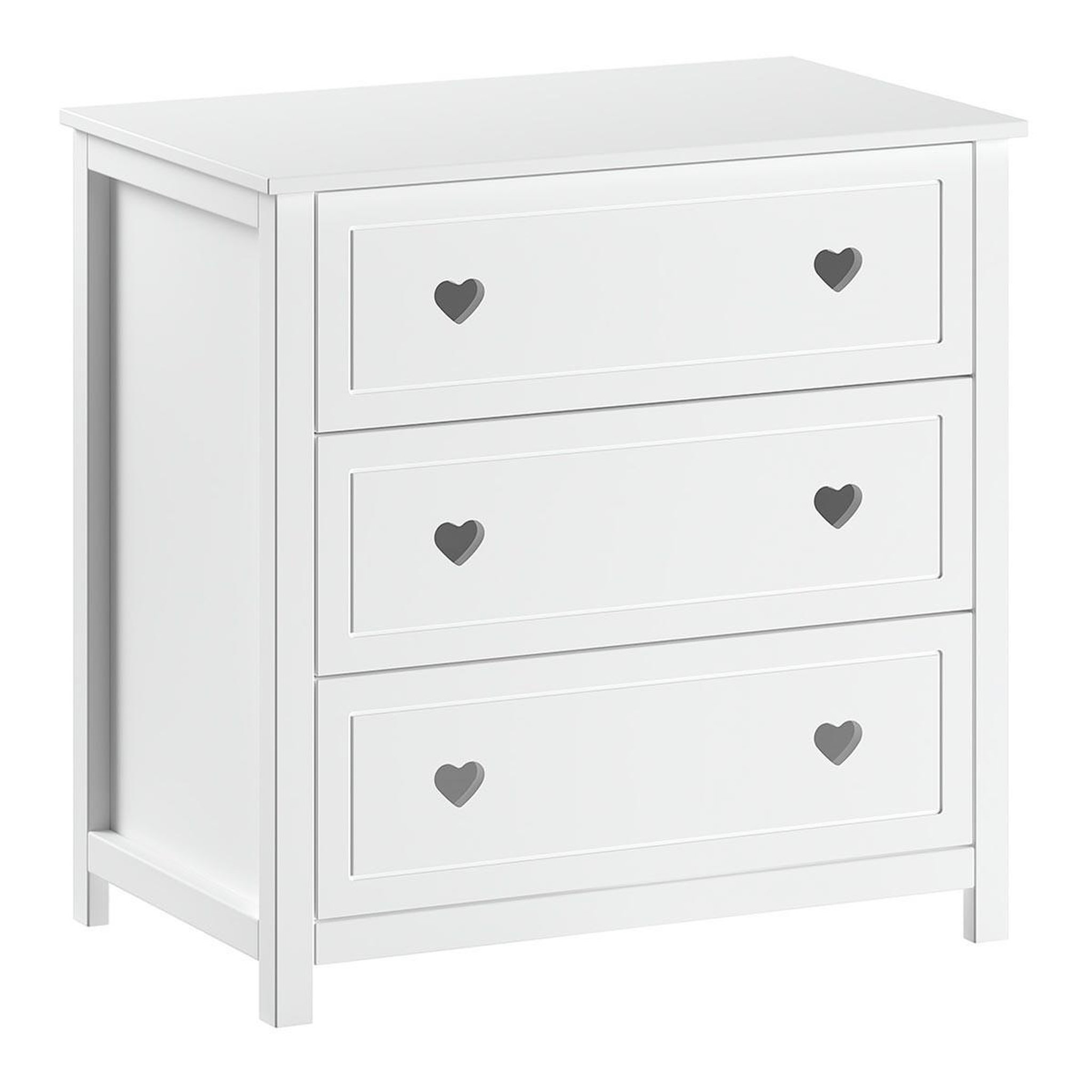 Paris Prix Commode enfant 3 tiroirs  amori  90cm blanc
