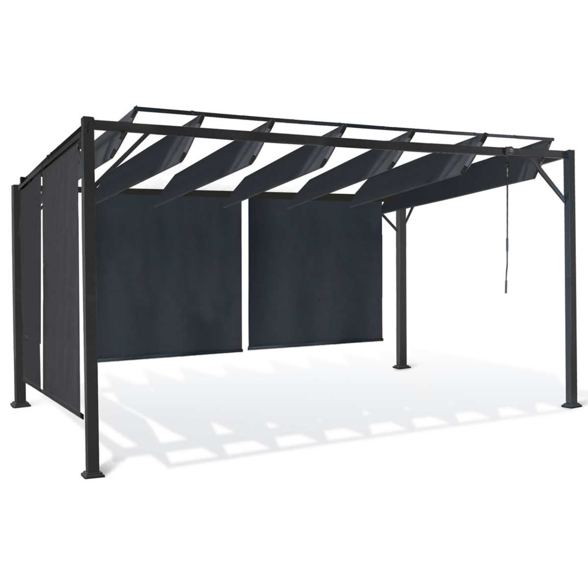 ID MARKET Pergola édition luxe lames orientables 3x3 M et 4 stores gris anthracite