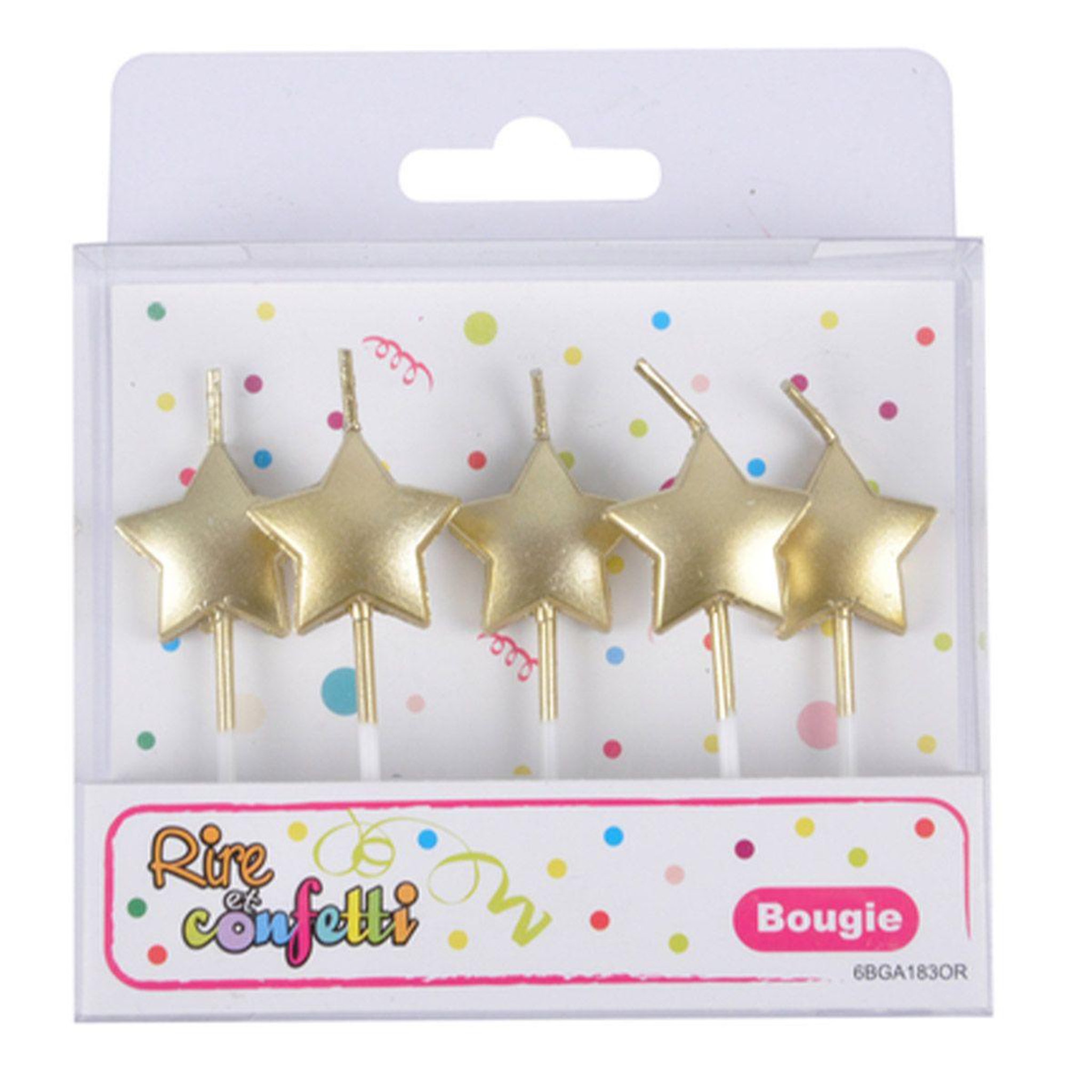 Voir la diapositive 2 : RIRE & CONFETTI Lot de 5 Bougies 3D  Étoile  7cm Or