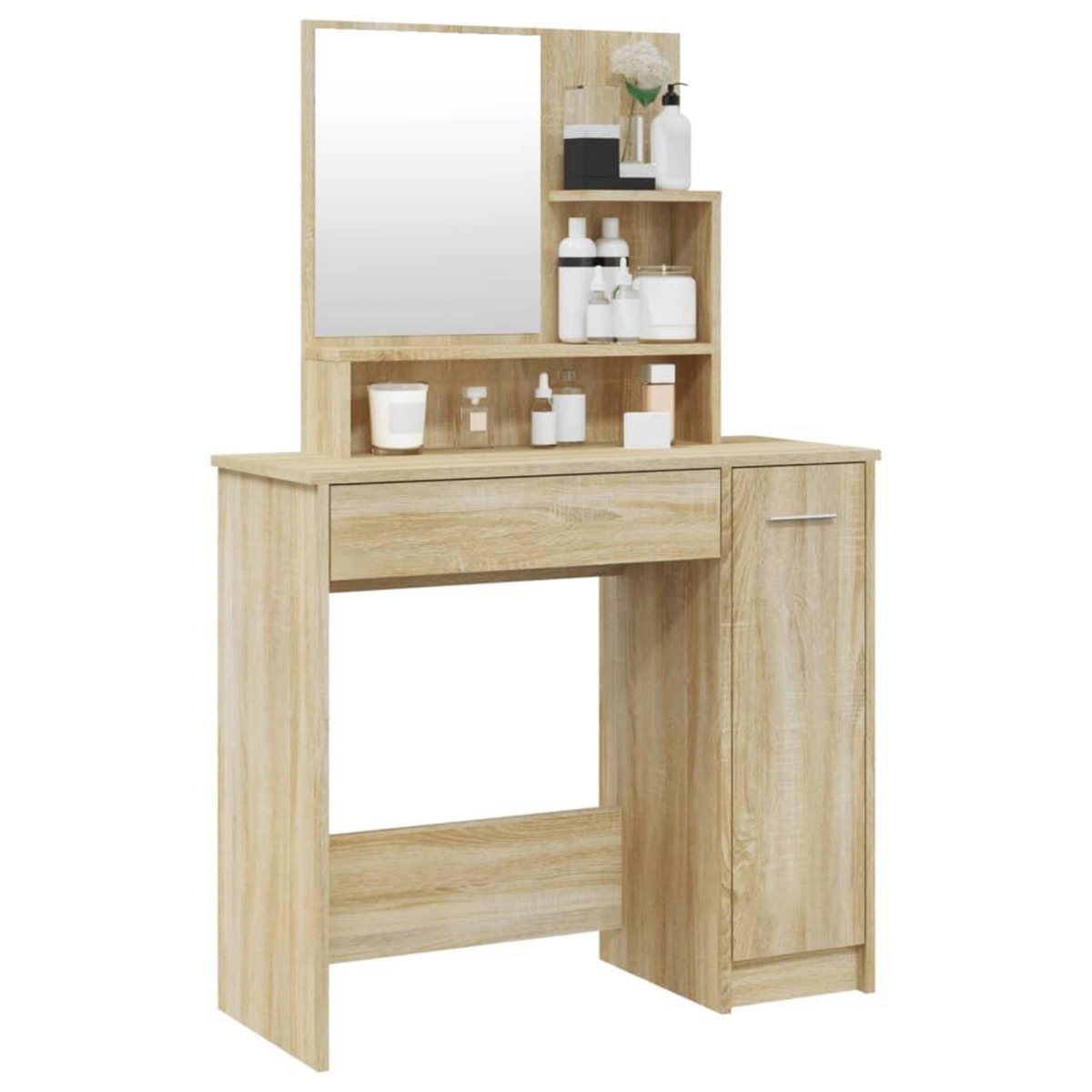 VIDAXL Coiffeuse avec miroir chene sonoma 86,5x35x136 cm