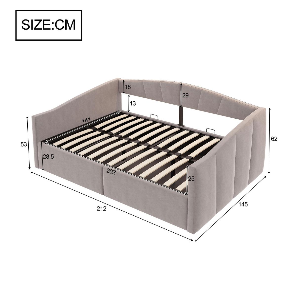 MERAX Lit coffre rembourré