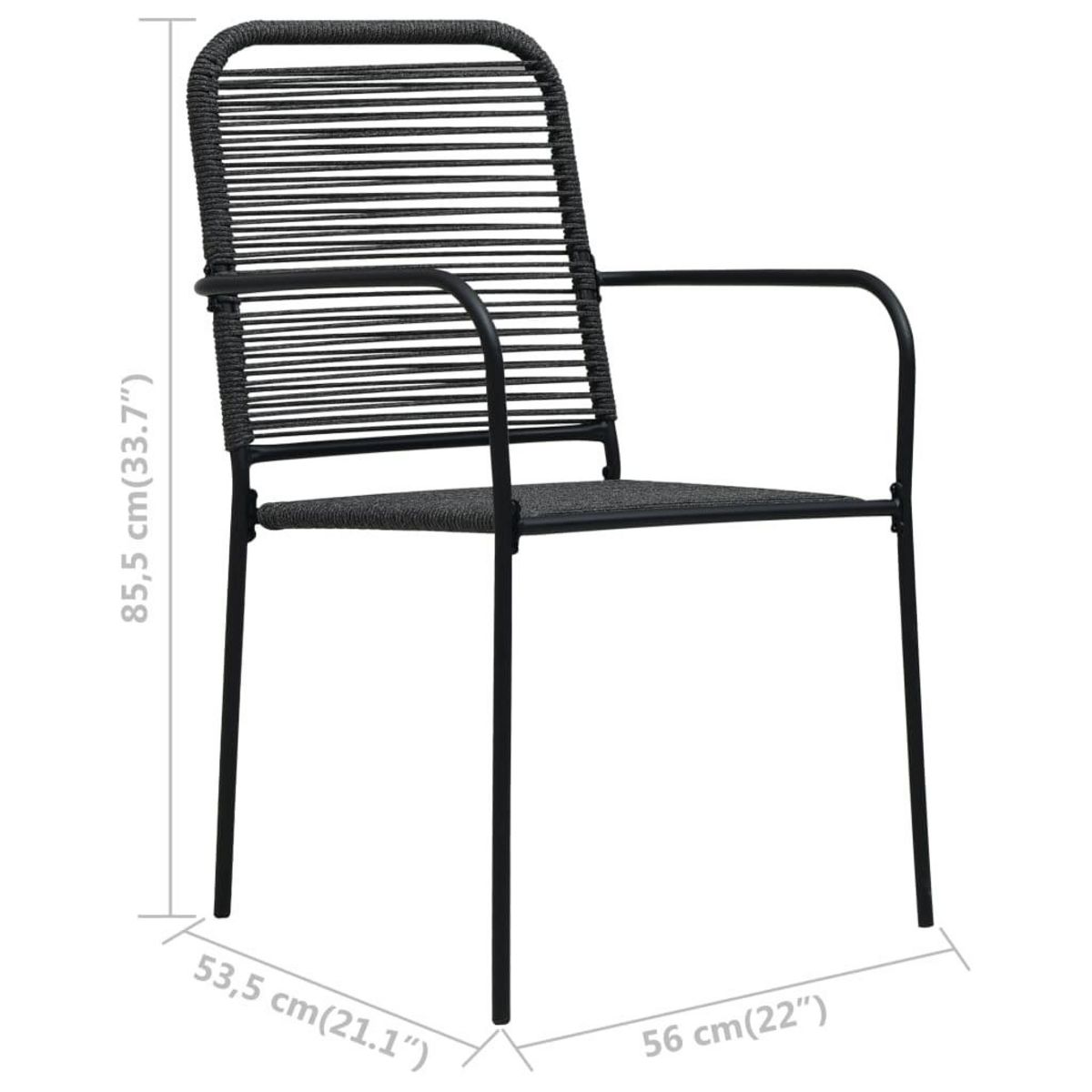 VIDAXL Chaises de jardin lot de 2 Corde en coton et acier Noir