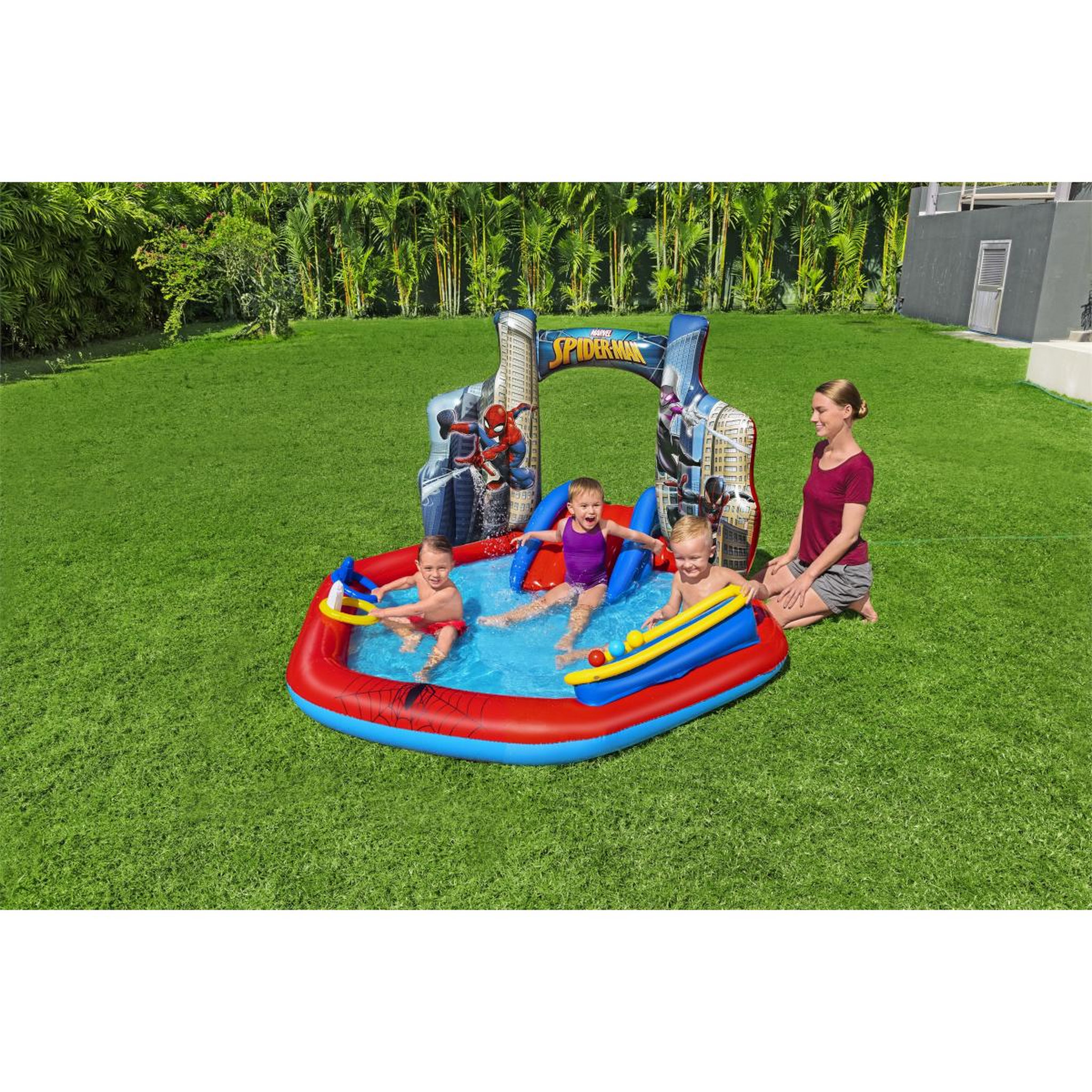 Voir la diapositive 2 : BESTWAY Aire de jeux gonflable spider-man 2,11 m x 2,06 m x 1,27 m - 98793