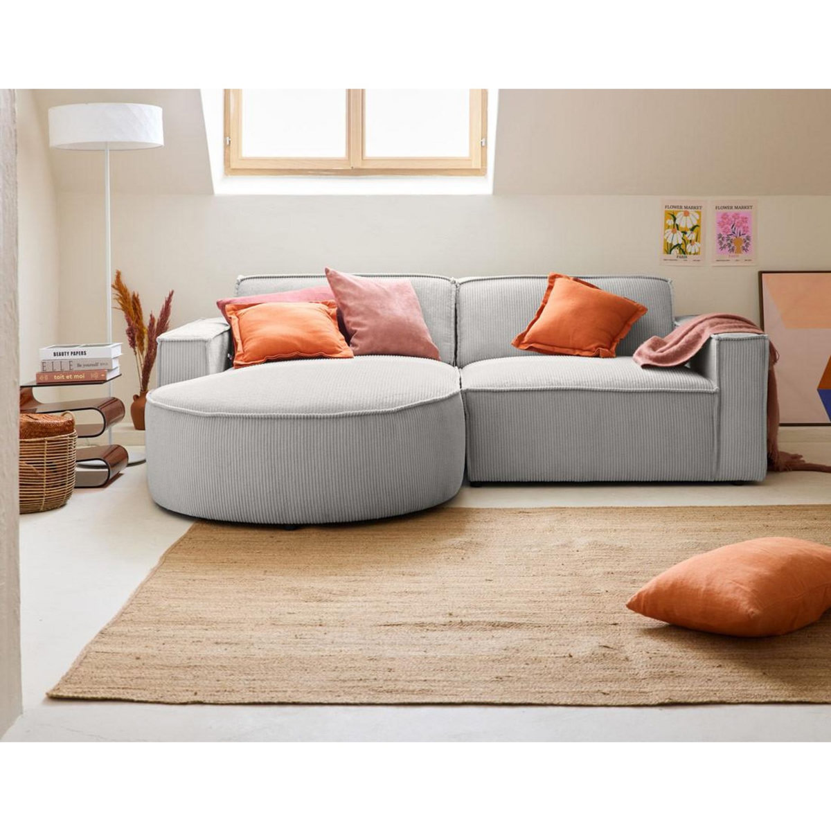 LISA DESIGN Spiaggia - canapé d'angle gauche - 4 places - en velours côtelé
