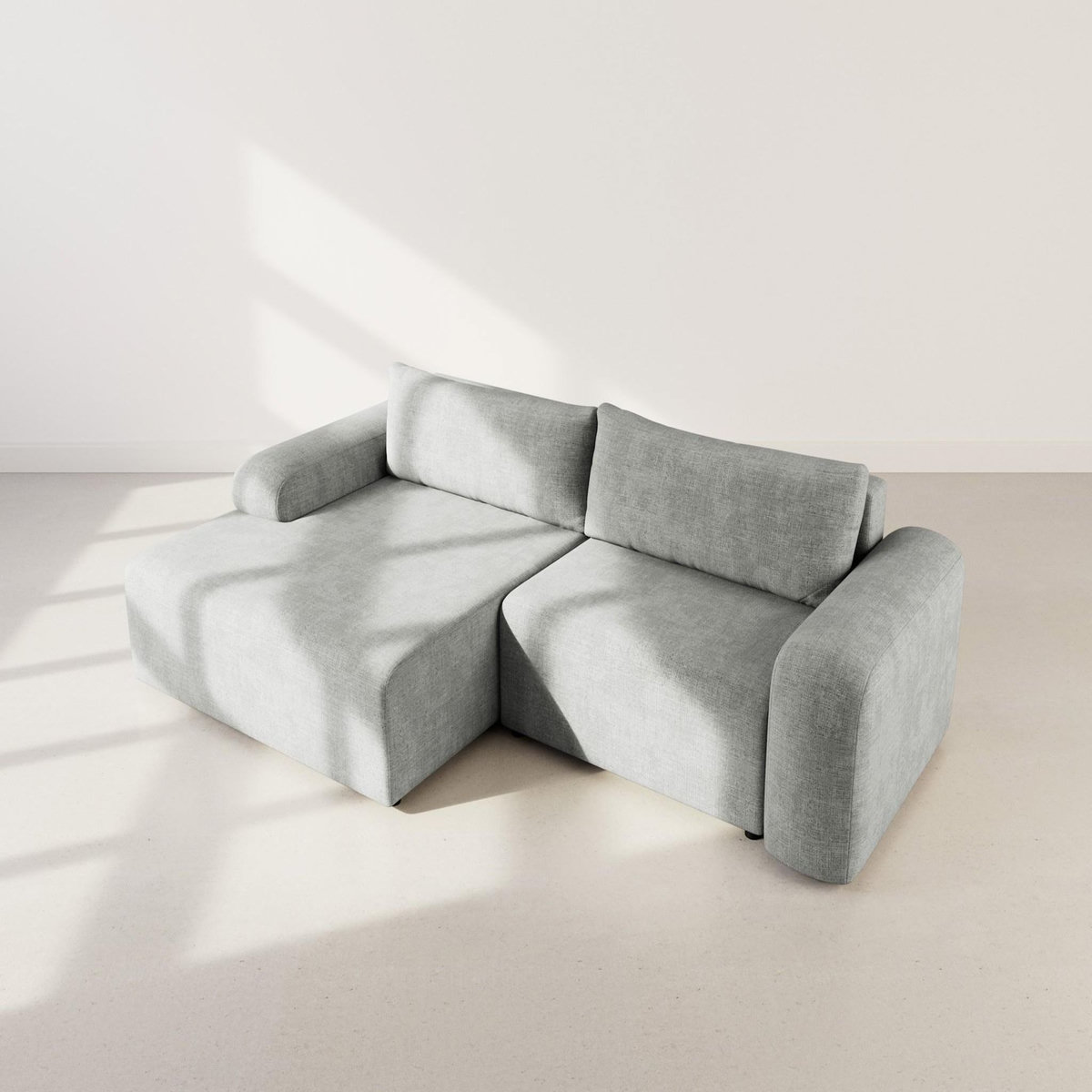 BEST MOBILIER Rebecca - canapé d'angle gauche 4 places convertible avec coffre en velours texturé