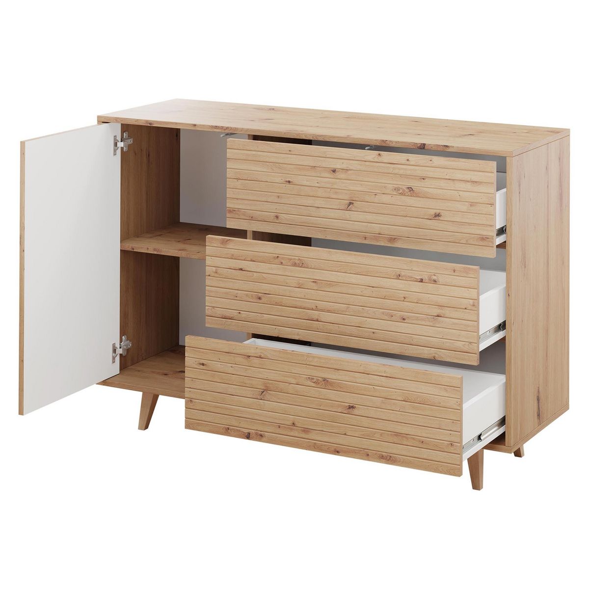 BEST MOBILIER Diego - buffet - effet bois - 3 tiroirs et 1 porte - 120 cm