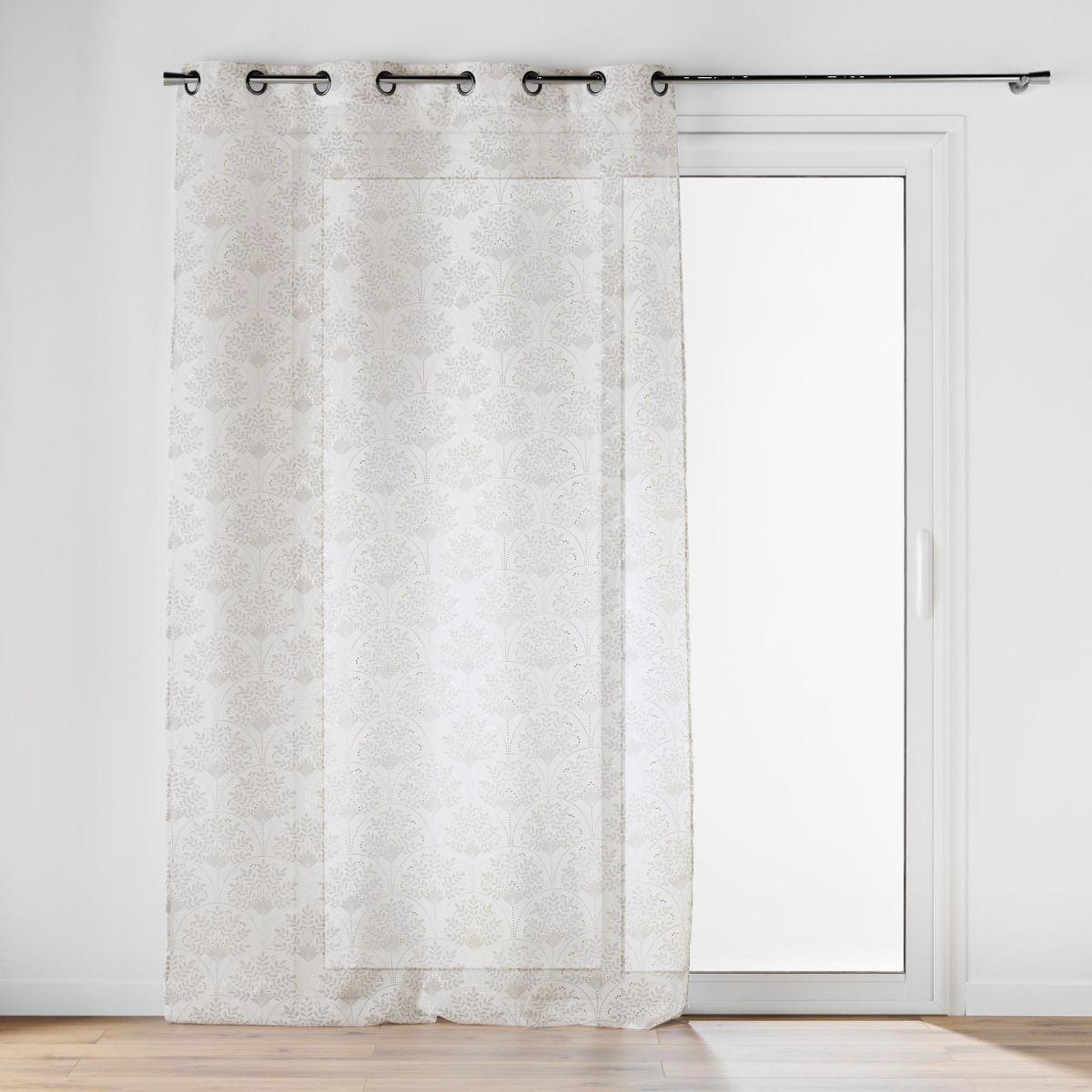Douceur d'Intérieur Rideau voilage à œillets imprimé  majestia  140x280cm blanc