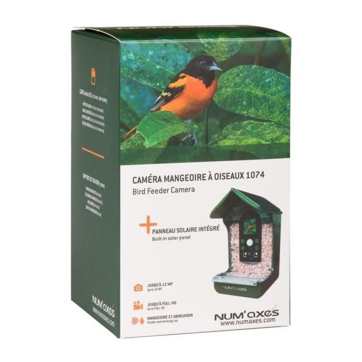 NUM'AXES Mangeoire / abreuvoir pour oiseaux avec caméra intégrée - NUM'AXES - CAM1074 - 120 ° - Vert