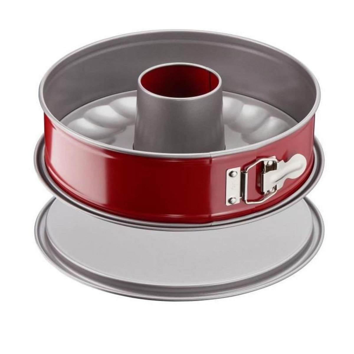 TEFAL TEFAL Moule a savarin Delibake en acier - O 25 cm - Rouge et gris - Avec charniere
