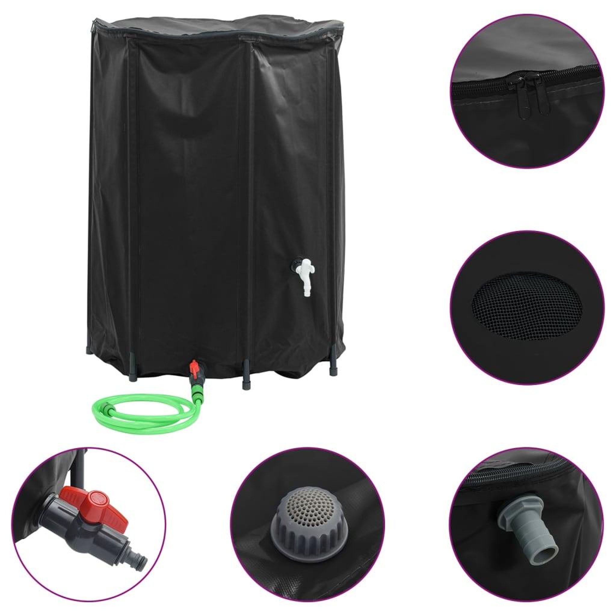 Voir la diapositive 2 : VIDAXL Reservoir d'eau avec robinet pliable 1350 L PVC