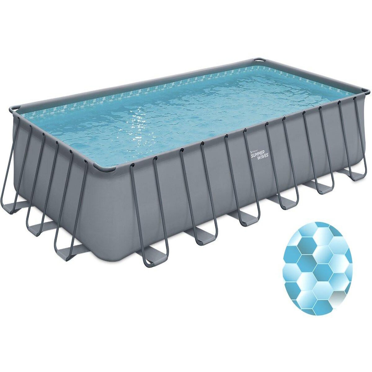 Habitat et Jardin Piscine tubulaire grise -  LUDO 5  - 7.32 x 3.66 x 1.32 m - Filtration à  sable 5,7m3/H