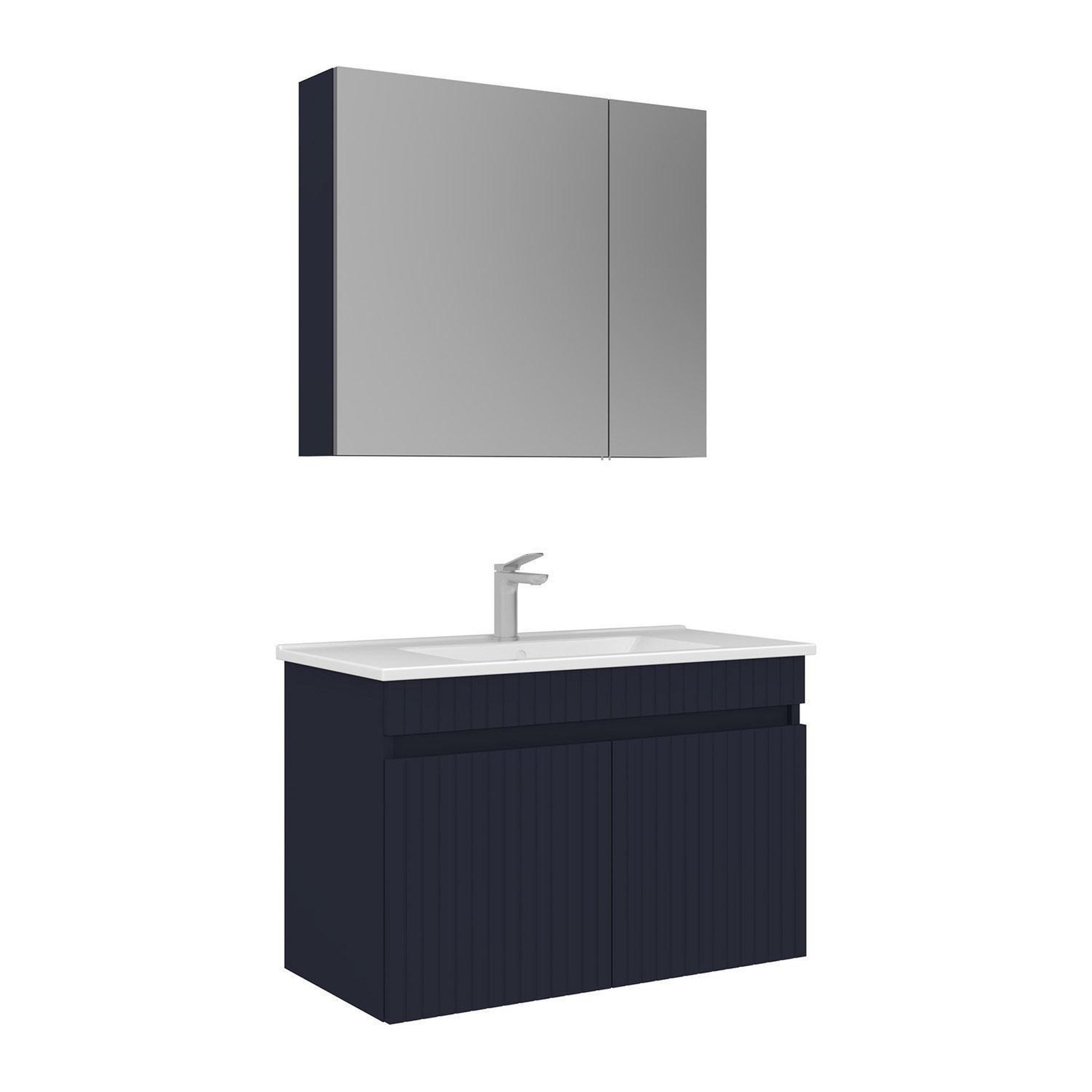 Habitat et Jardin Meuble avec simple vasque et miroir  Tivoli 85  - 85 x 45 x 57 cm - Matte Navy Blue