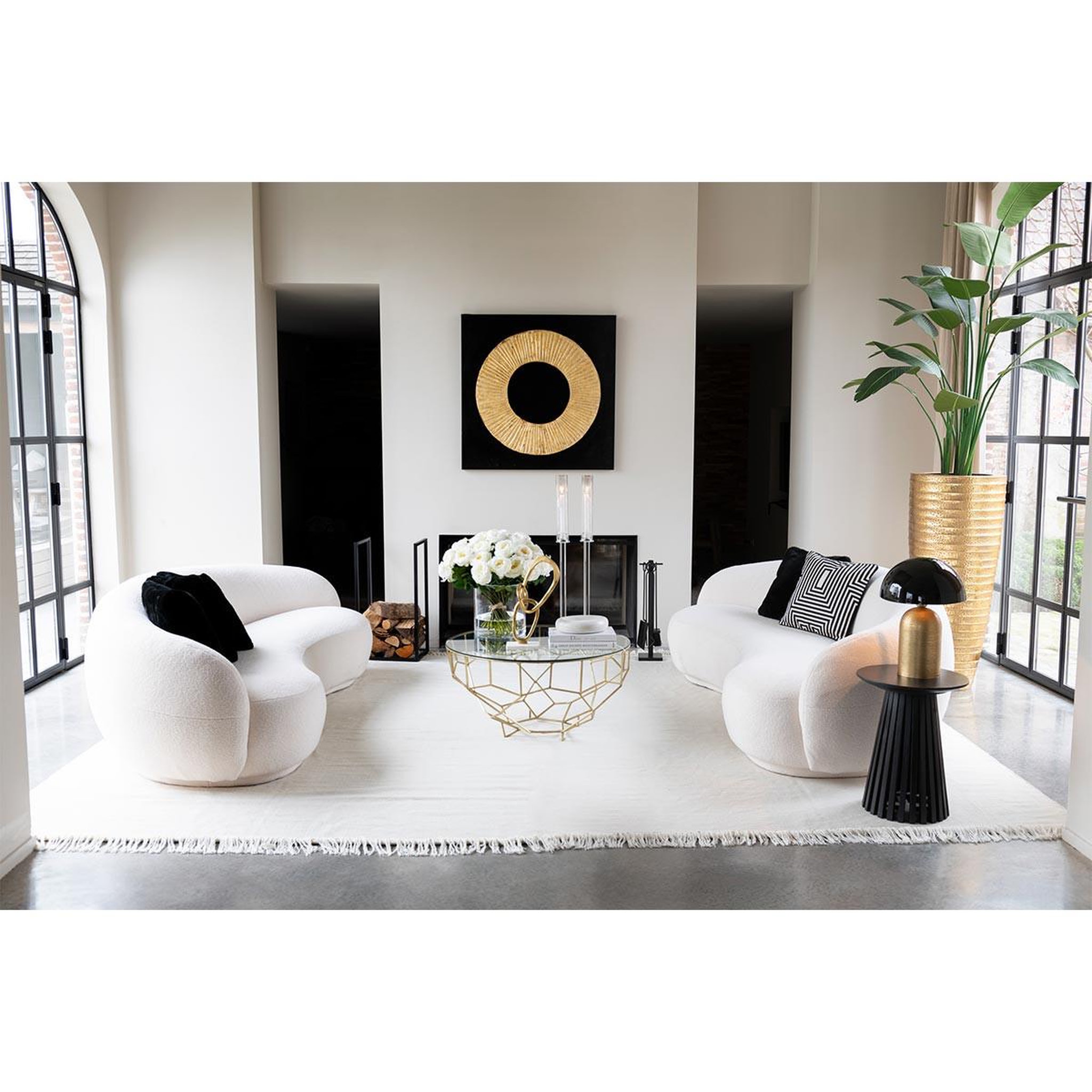 Voir la diapositive 6 : J-LINE Table basse design en verre  moza  90cm or