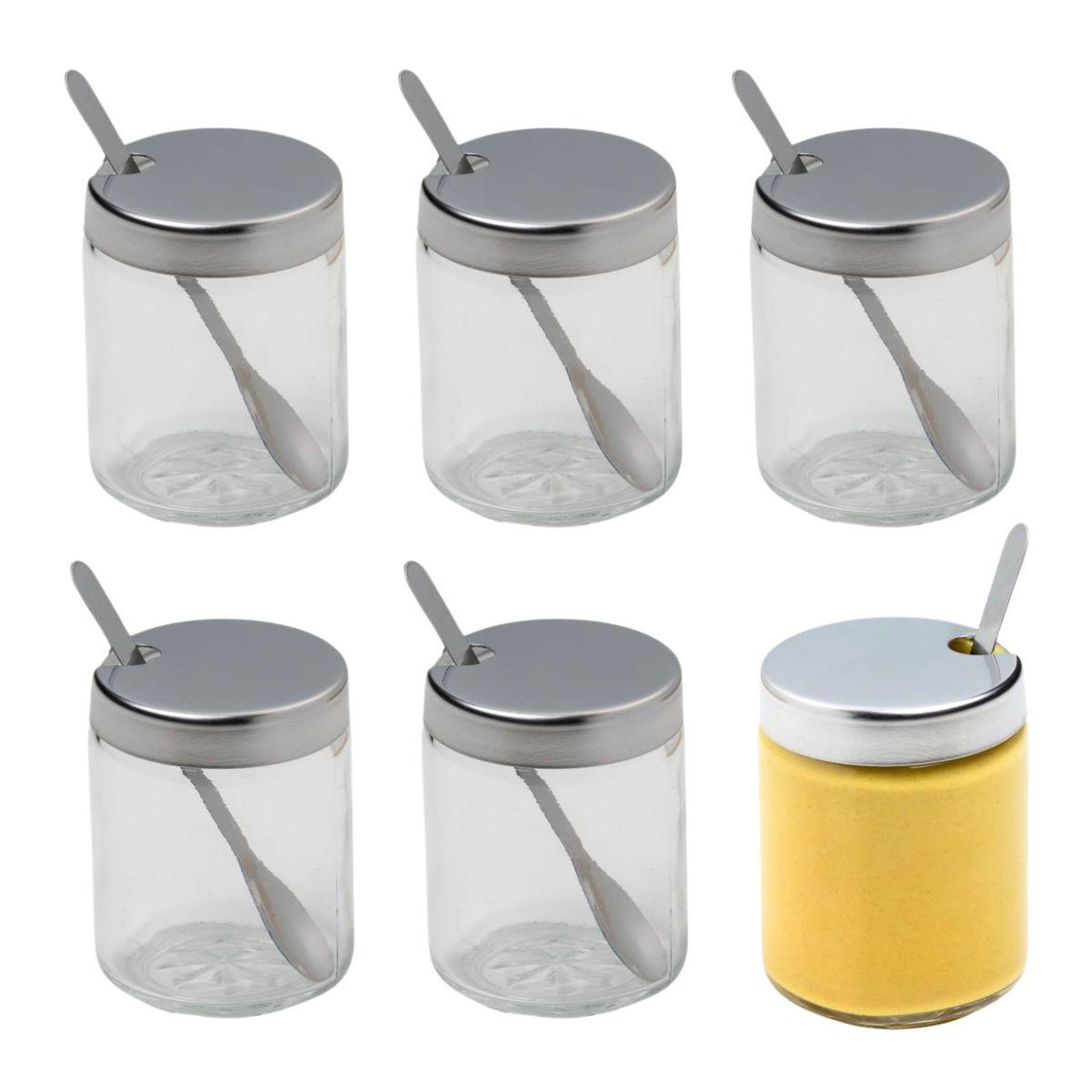 Fackelmann Lot de 6 pots à moutarde avec cuillère fackelmann