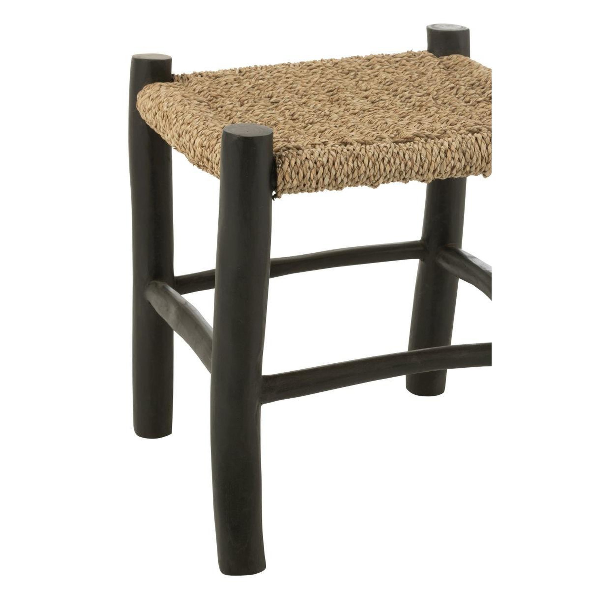 Voir la diapositive 4 : J-LINE Tabouret en teck  weldon  45cm naturel & noir