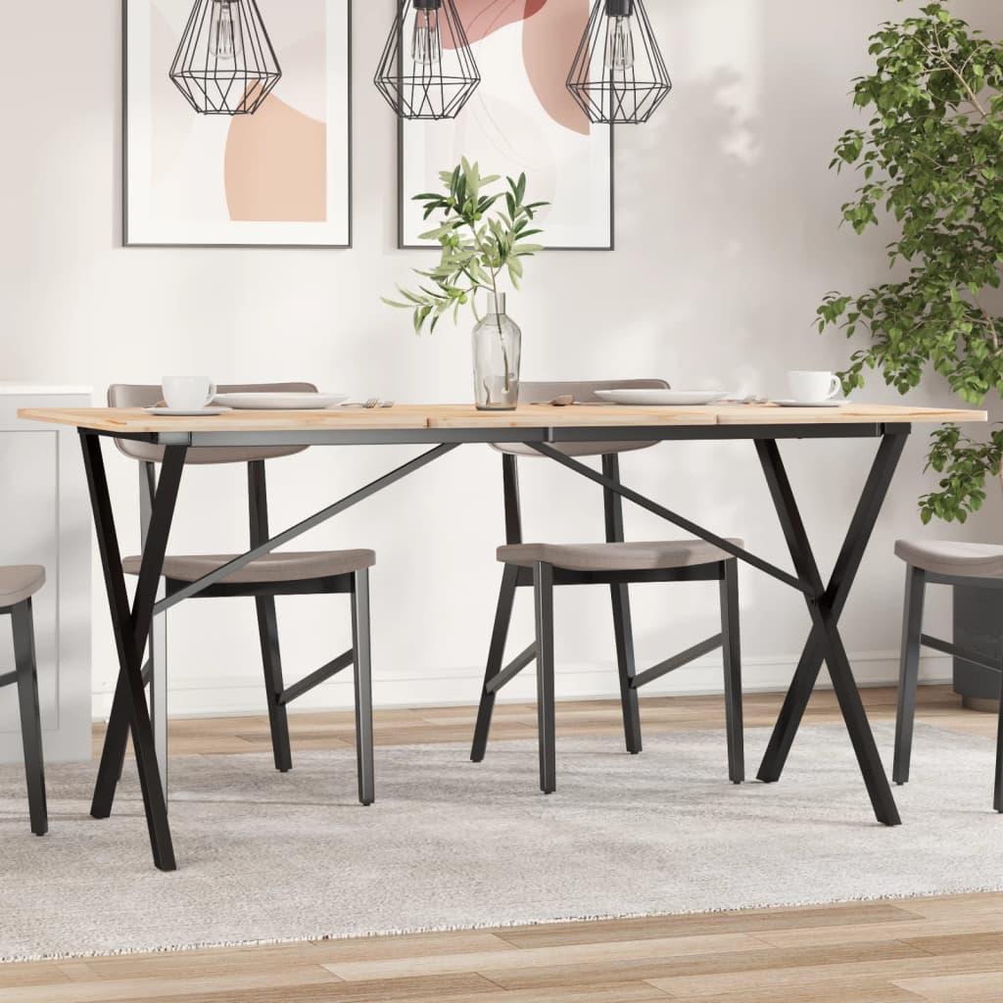 VIDAXL Pieds de table a manger cadre en X 140x60x73 cm acier