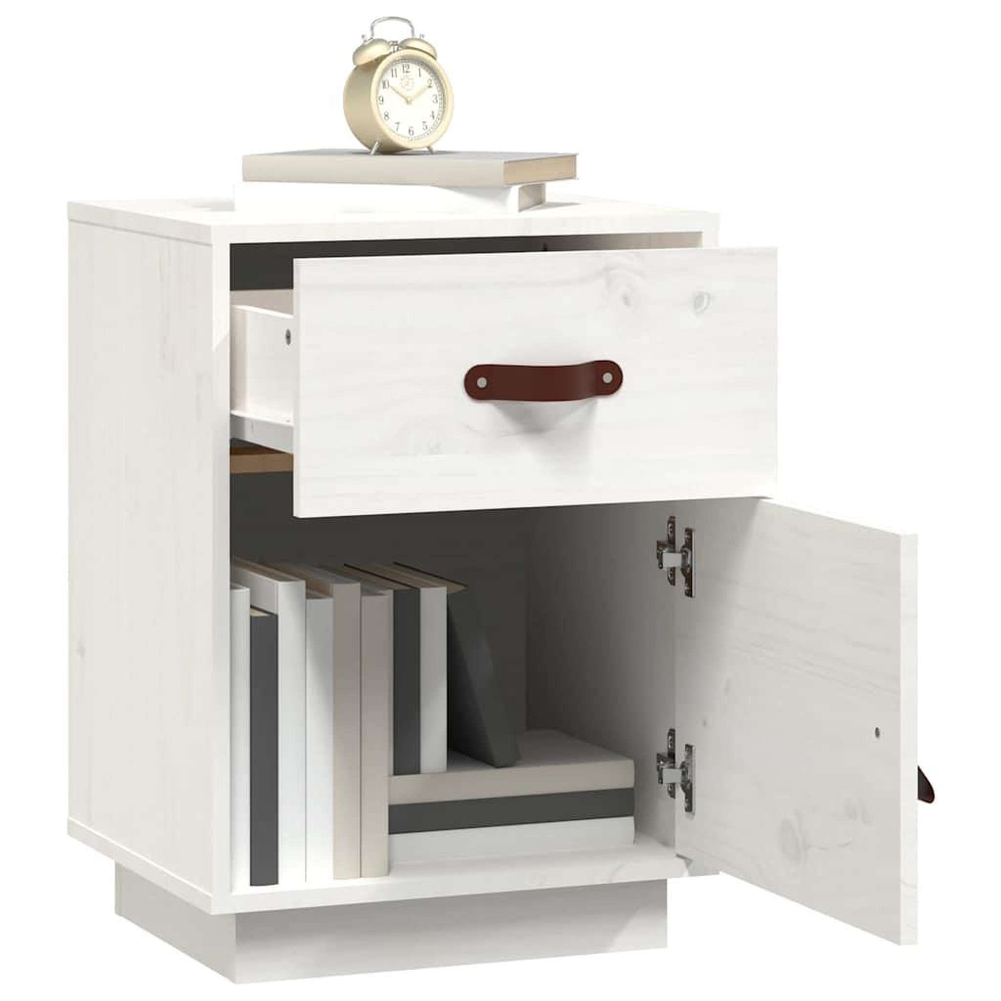 Voir la diapositive 4 : VIDAXL Table de chevet Blanc 40x34x55 cm Bois de pin solide