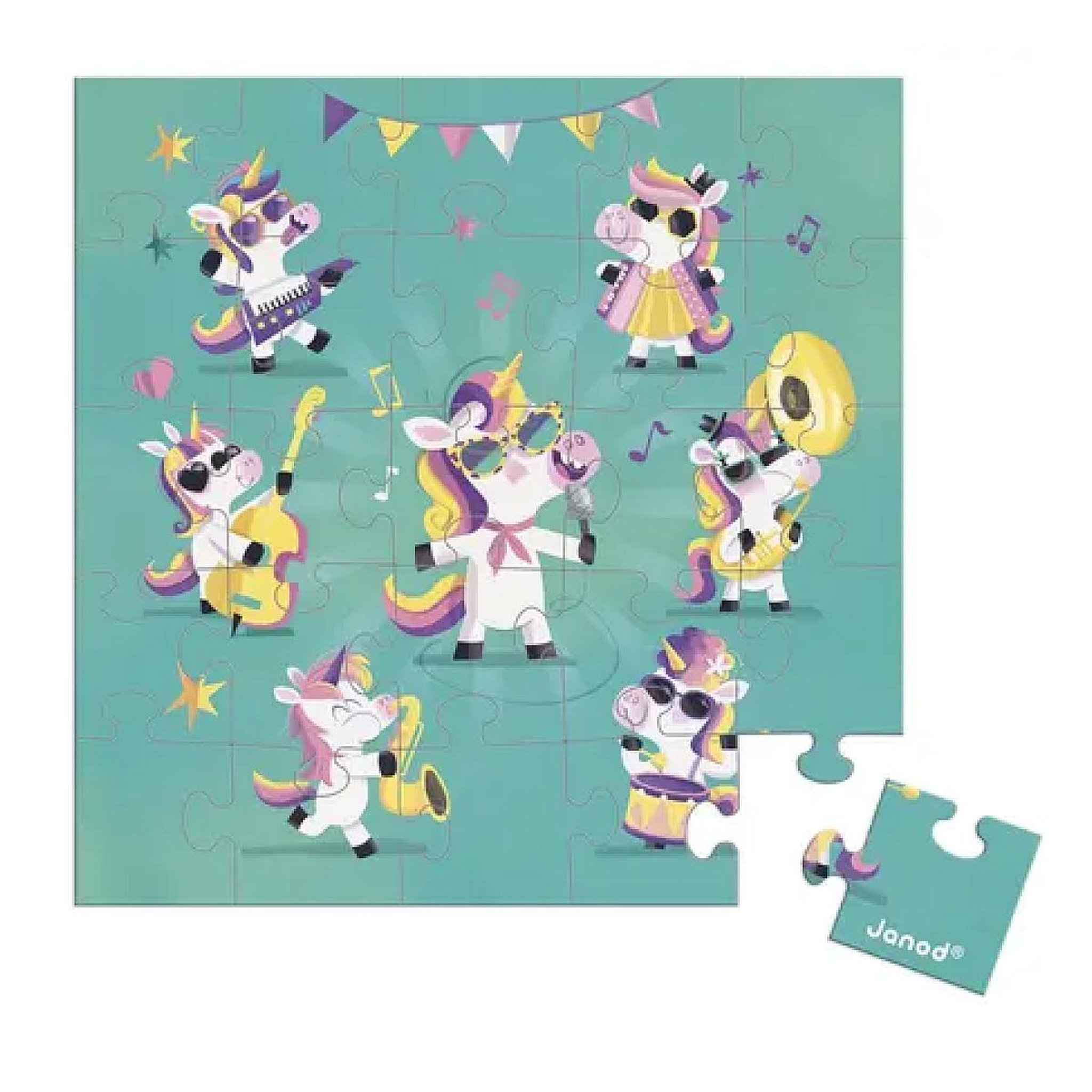 Voir la diapositive 2 : JANOD Carte Cadeau Puzzle 25 Pieces Licornes