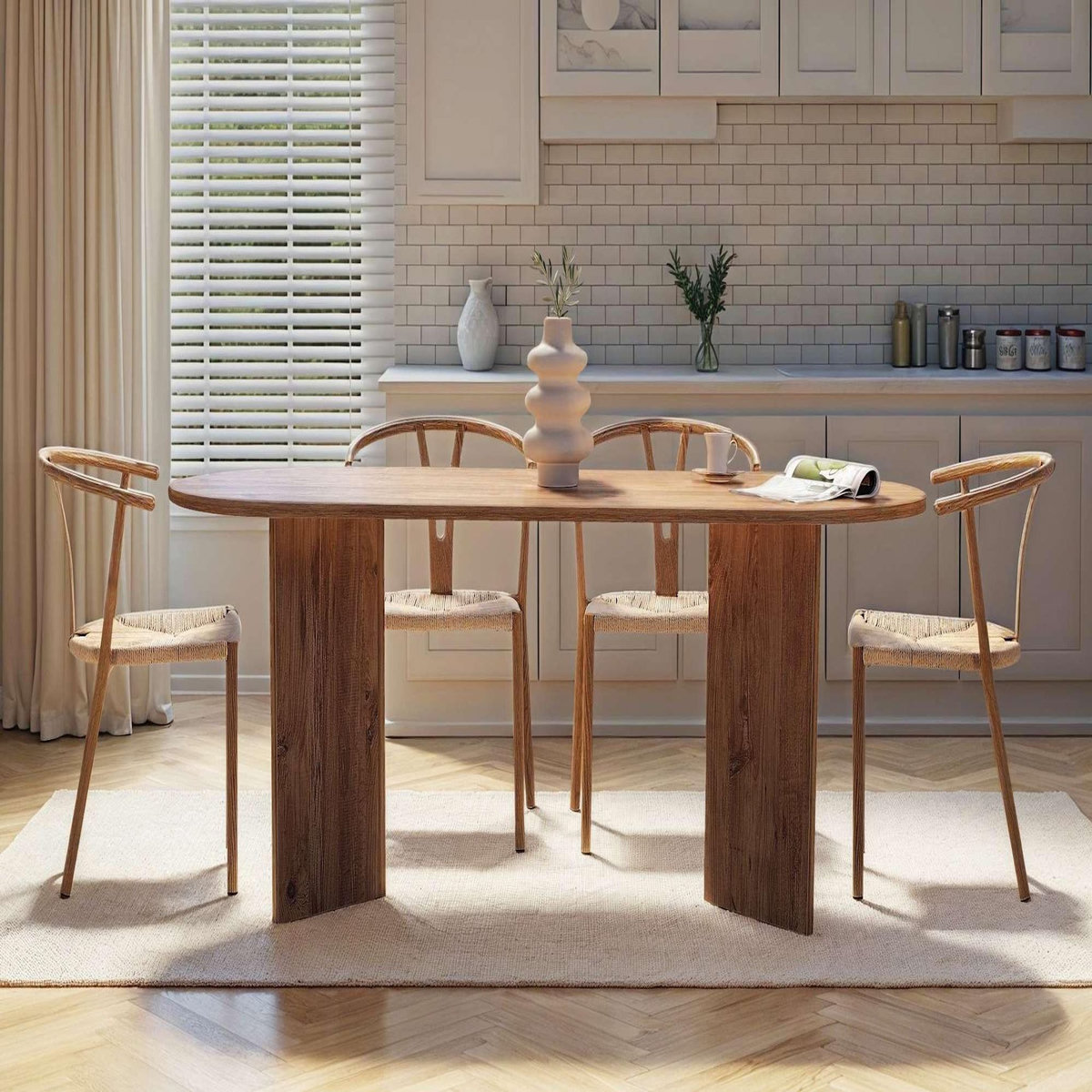 Habitat et Jardin Table à manger en bois  Sabella  200 x 90 x 75 cm - Pin atlantique