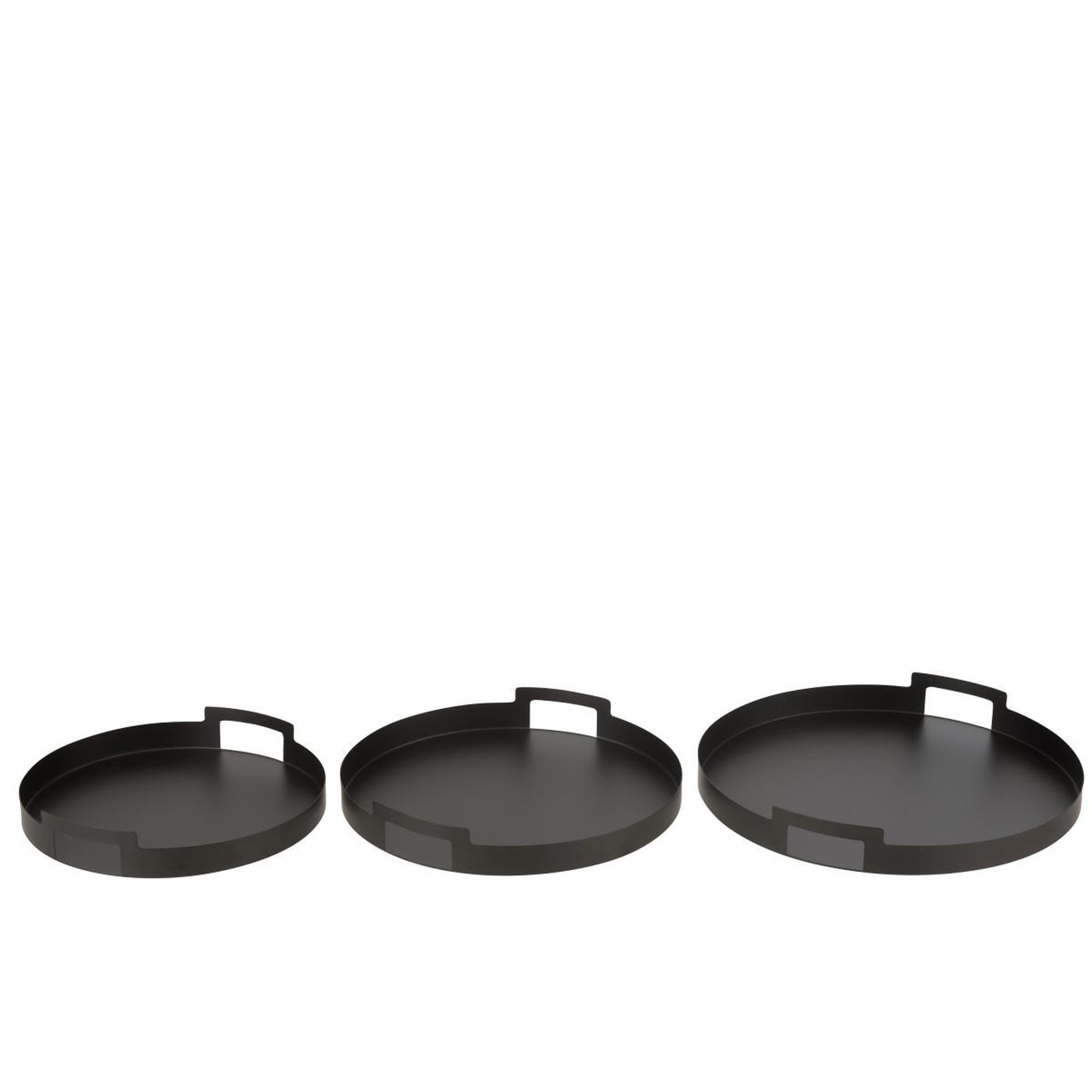 Voir la diapositive 2 : J-LINE Lot de 3 plateaux en métal  mathew  45cm noir
