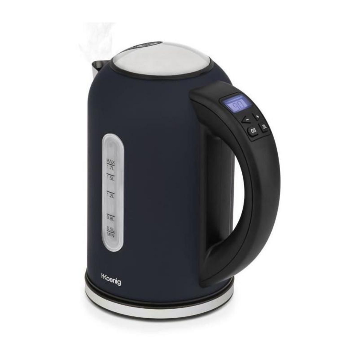 HKOENIG Bouilloire programmable - HKoeNIG - Boe56 - 1,7L - 2200 W - Température réglable - Ecran LCD - Bleu nuit mat et acier inoxydab