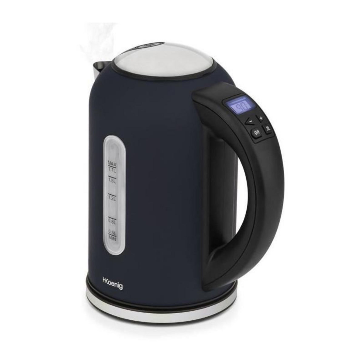 HKOENIG Bouilloire programmable - HKoeNIG - Boe56 - 1,7L - 2200 W - Température réglable - Ecran LCD - Bleu nuit mat et acier inoxydab