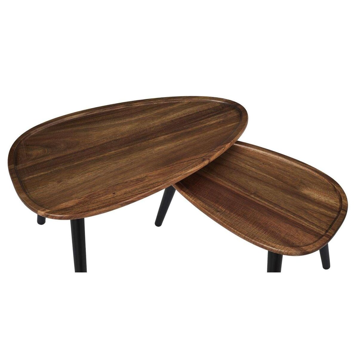 The Home Deco Factory Lot de 2 tables gigognes en acacia VISBY - Marron et noir