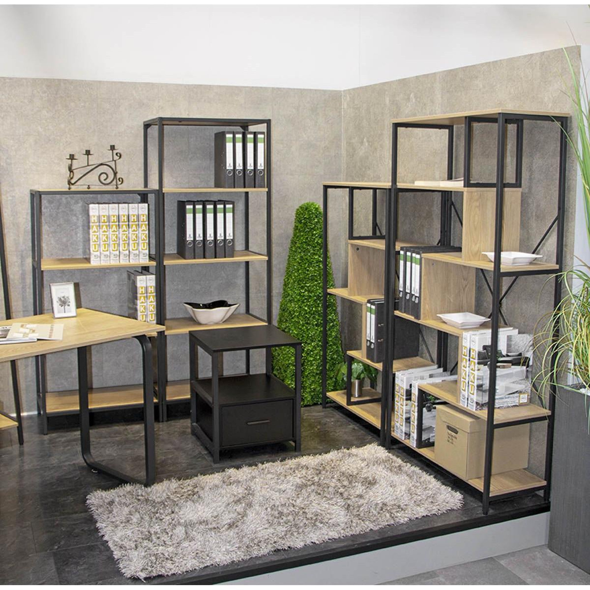 Voir la diapositive 6 : Paris Prix Étagère bibliothèque 4 niveaux  miranda  129cm chêne & noir