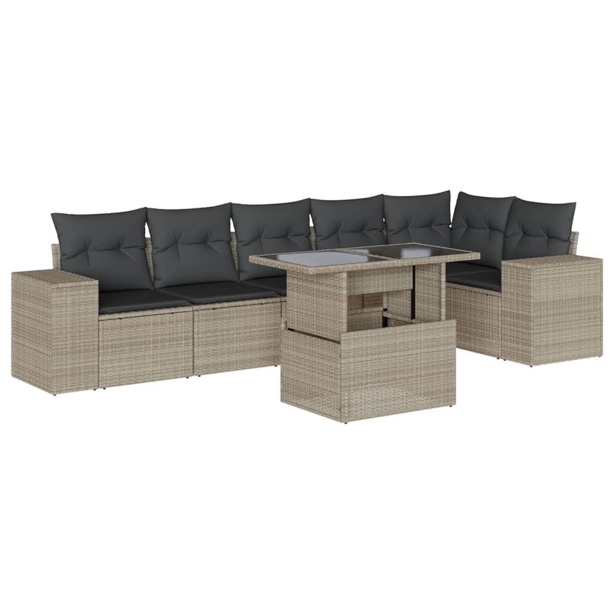 Voir la diapositive 2 : VIDAXL Salon de jardin avec coussins 7 pcs gris clair resine tressee