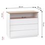 Voir la diapositive 4 : VS VENTA-STOCK Commode Bob 3 tiroirs 1 niche blanc/chêne, bois massif